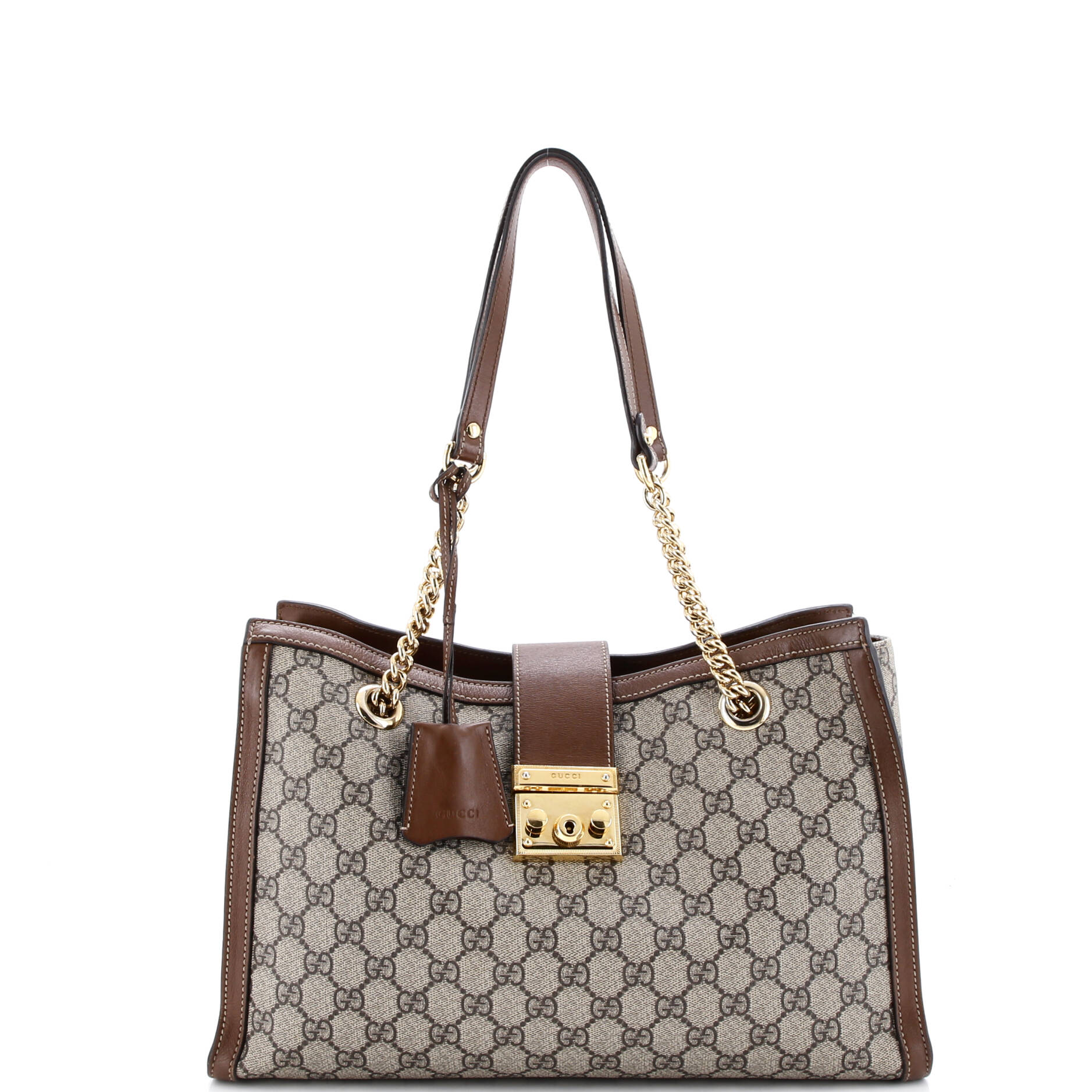 Padlock Chain Tote GG Coated Canvas with Leather Medium