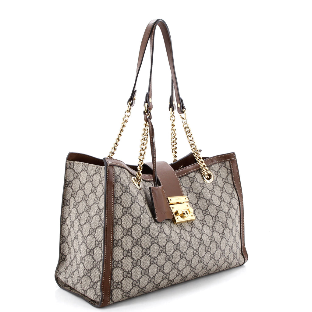 Padlock Chain Tote GG Coated Canvas with Leather Medium