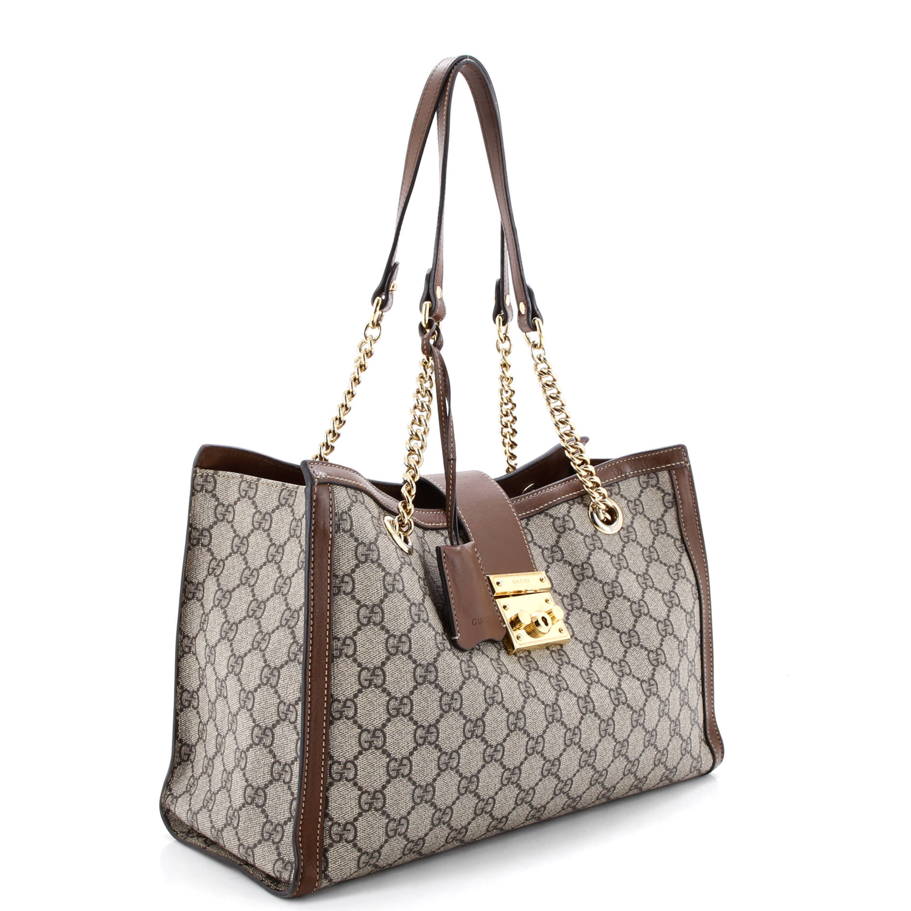 Padlock Chain Tote GG Coated Canvas with Leather Medium