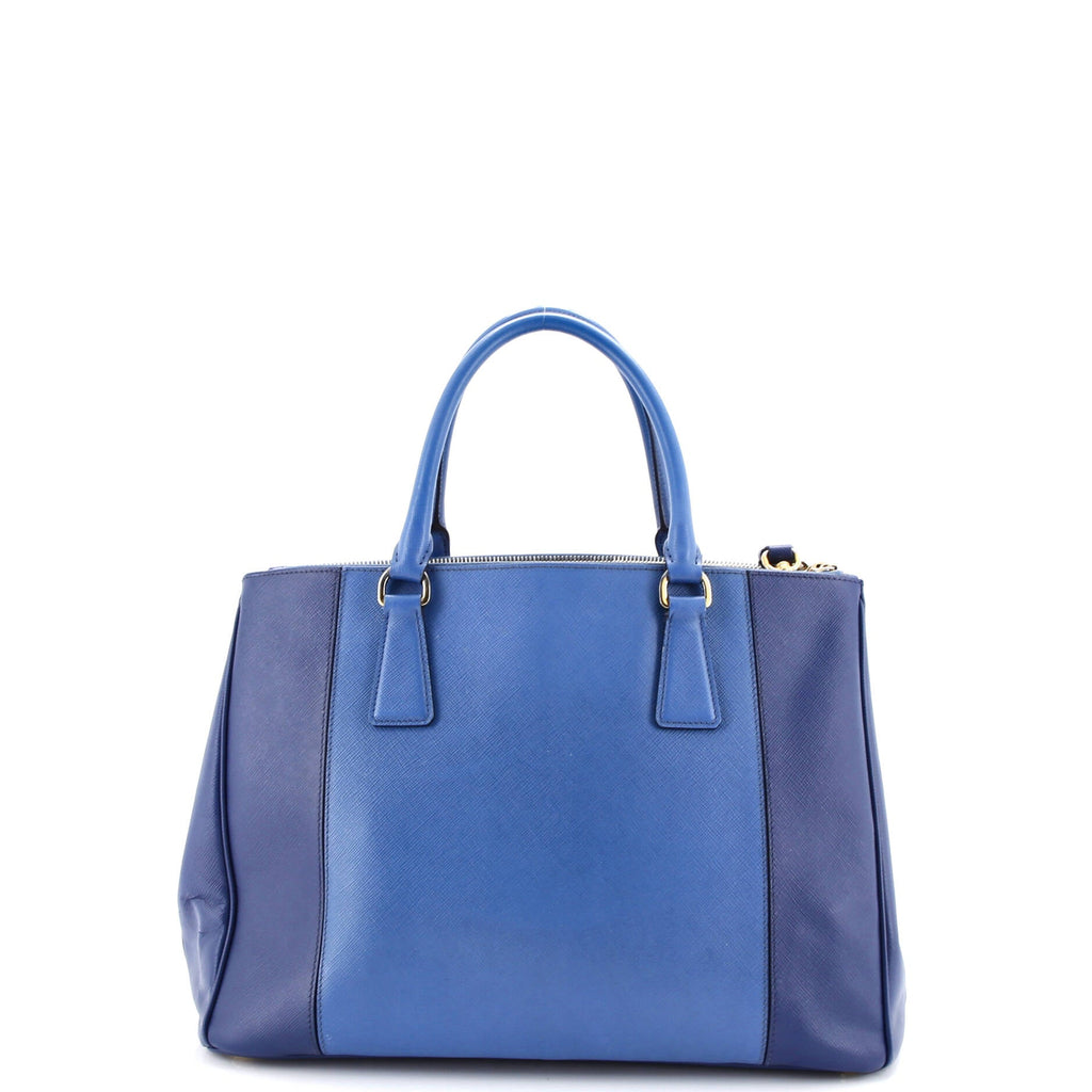 Bicolor Double Zip Lux Tote Saffiano Leather Medium