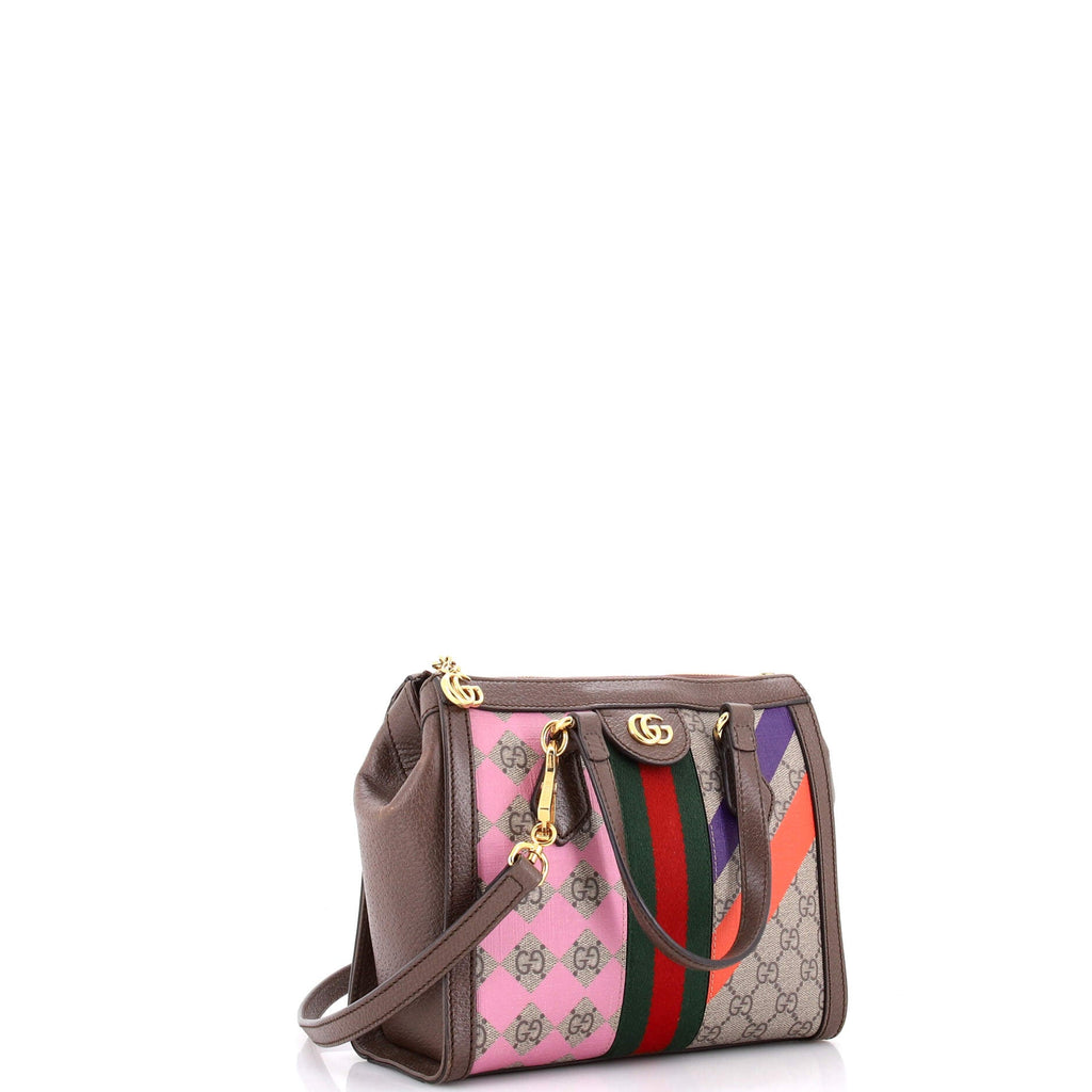 Ophidia Top Handle Tote Geometric GG Coated Canvas Small