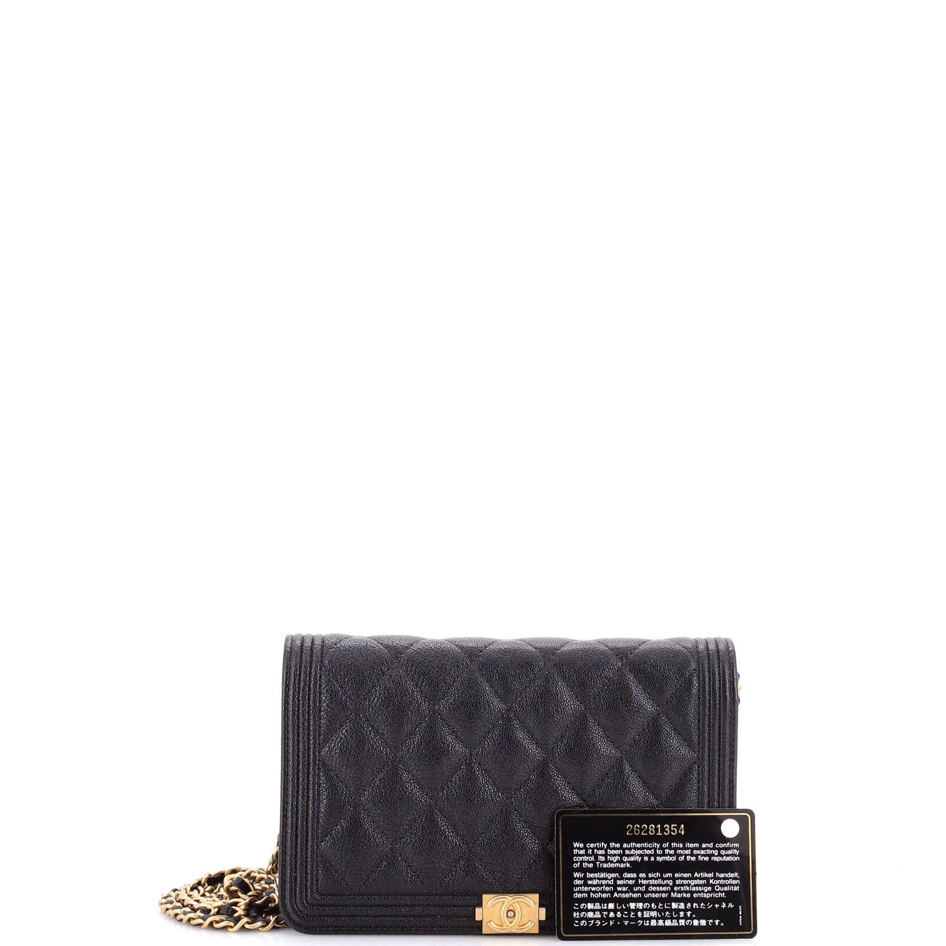 Boy Wallet on Chain Quilted Caviar
