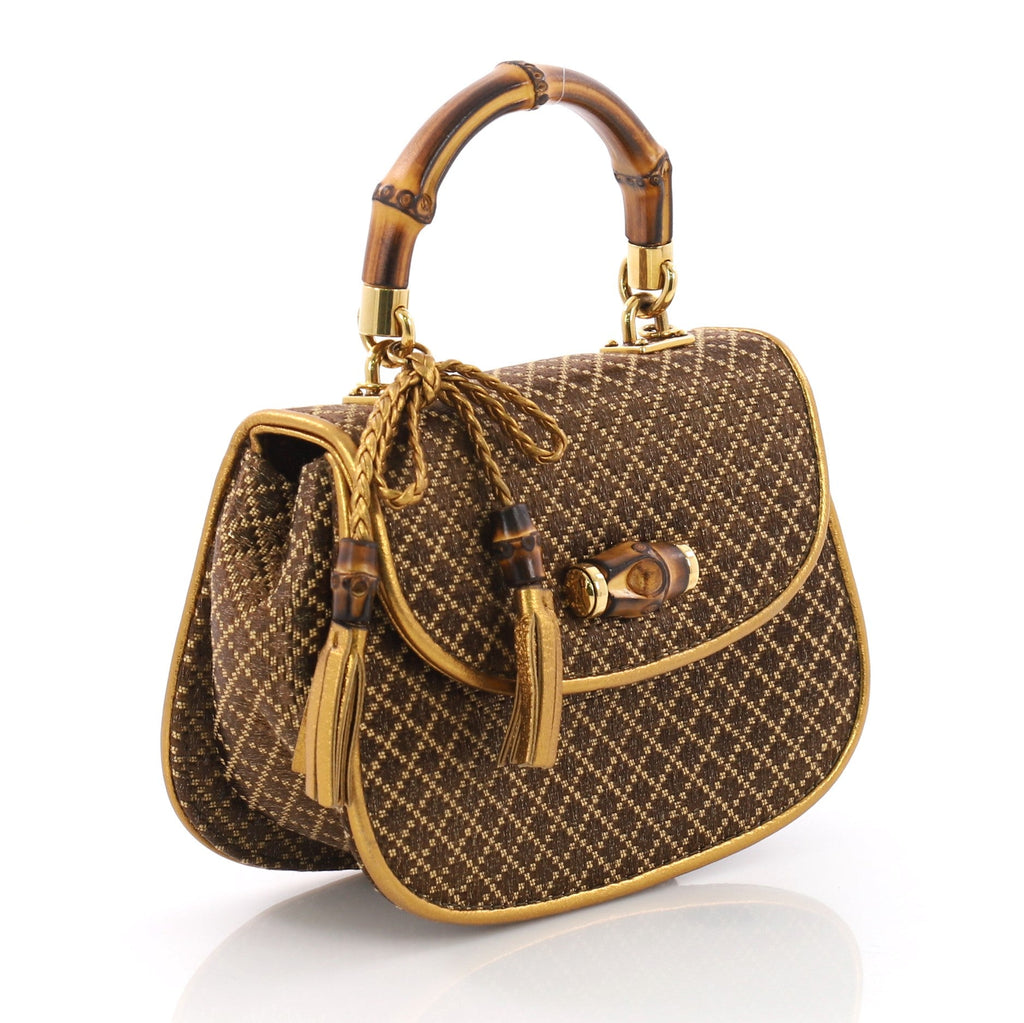 New Bamboo Top Handle Bag Diamante Jacquard Mini