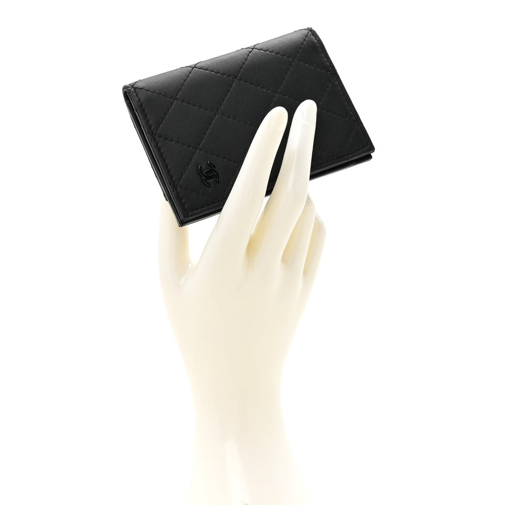 Grained Calfskin Quilted  Holder Wallet So Black
