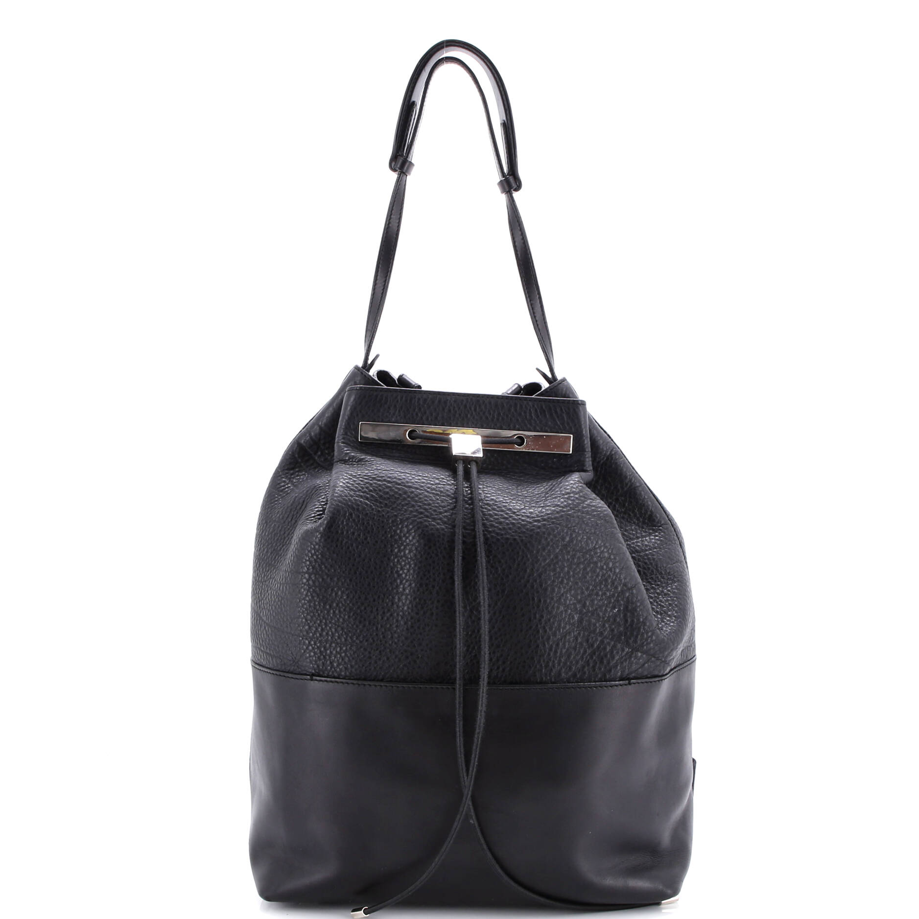 Drawstring Backpack Leather Large