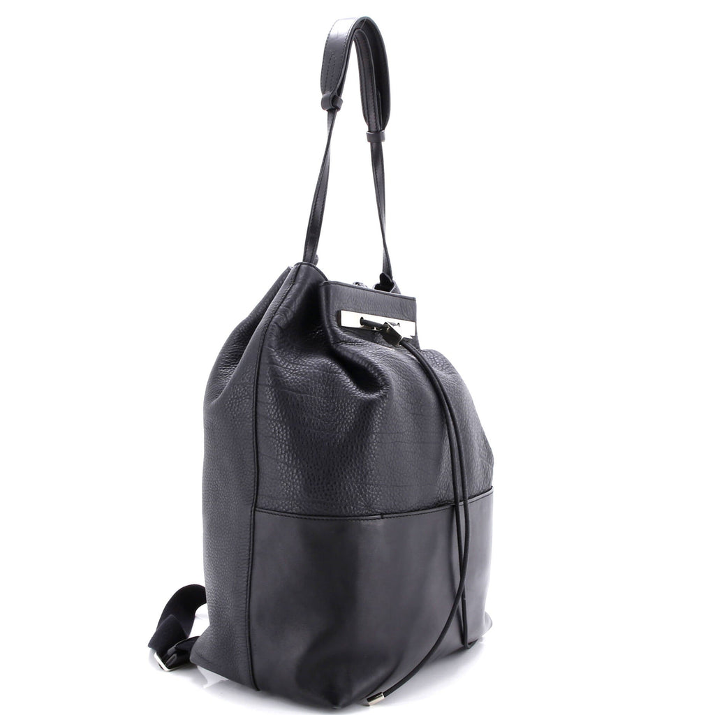 Drawstring Backpack Leather Large