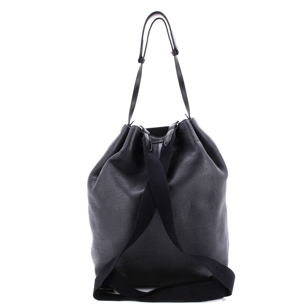 Drawstring Backpack Leather Large