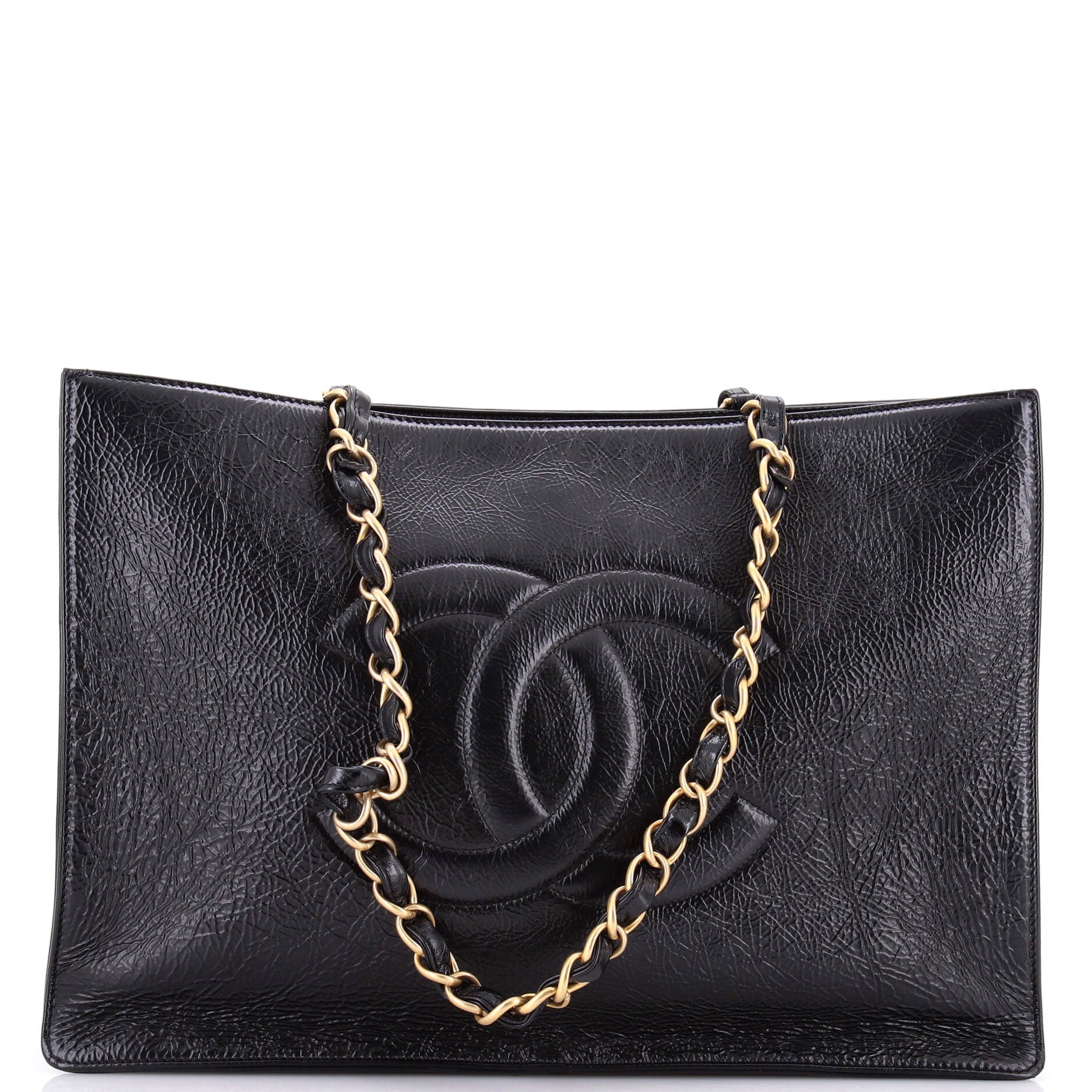 Timeless CC Chain Shopping Tote Shiny Aged Calfskin Large
