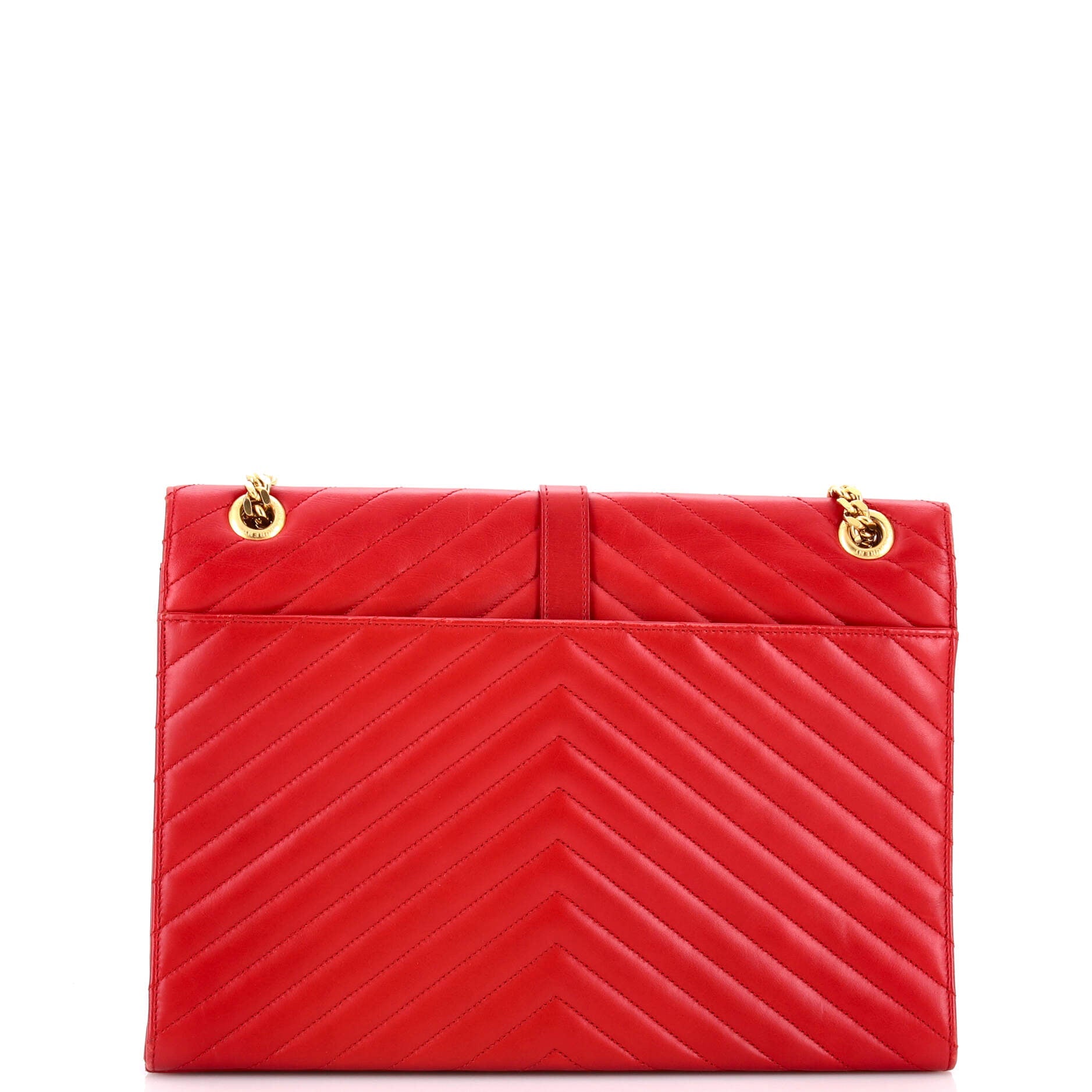 Classic Monogram Envelope Satchel Matelasse Chevron Leather Large