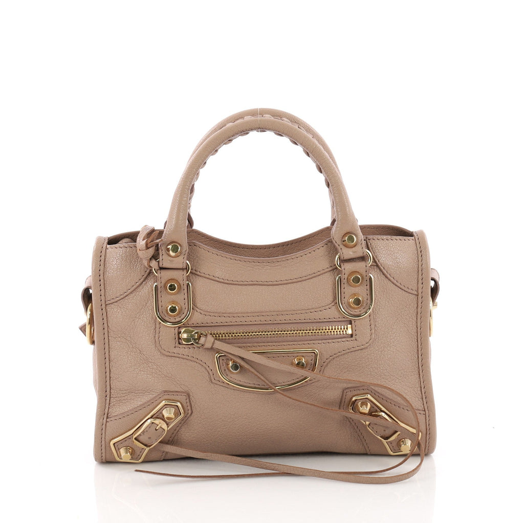 City Classic Studs Metallic Edge Handbag Leather Mini
