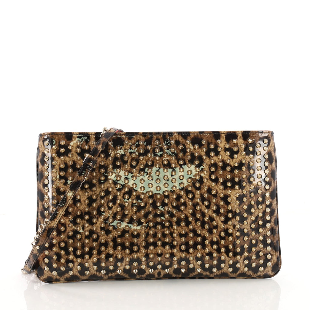 Loubiposh Clutch Printed Spiked Patent
