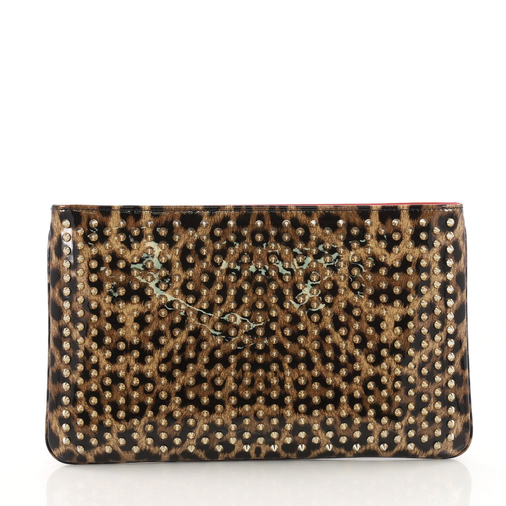 Loubiposh Clutch Printed Spiked Patent