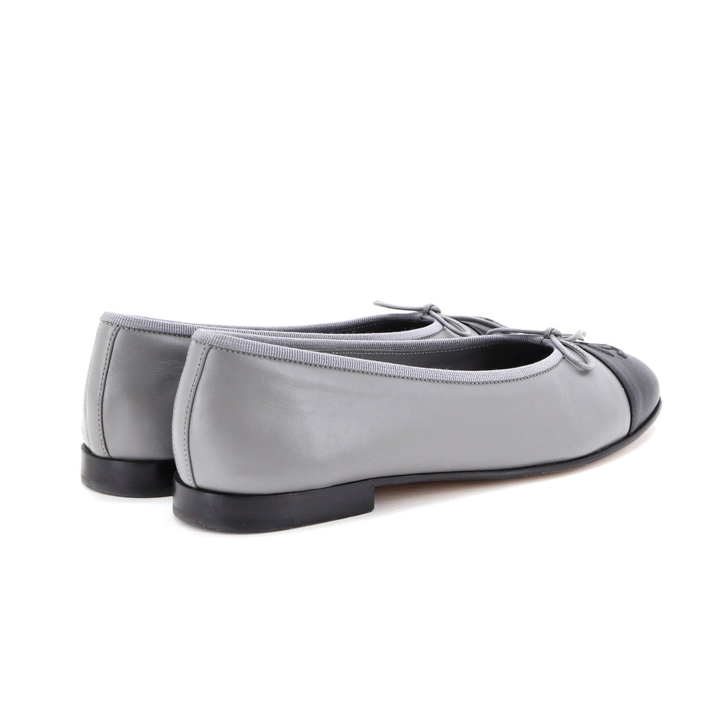 Women's CC Cap Toe Bow Ballerina Flats Leather
