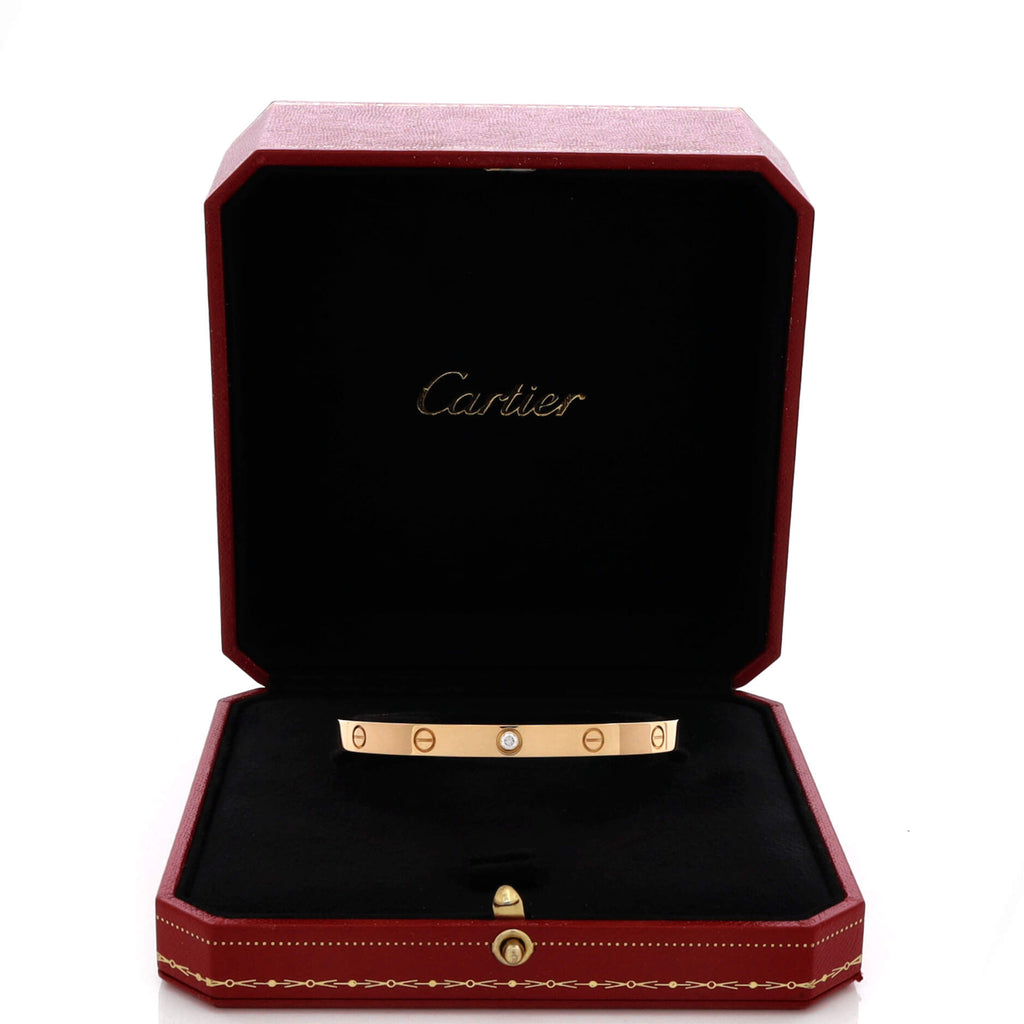 Love 1 Diamond Cuff Bracelet 18K Yellow Gold with Diamond