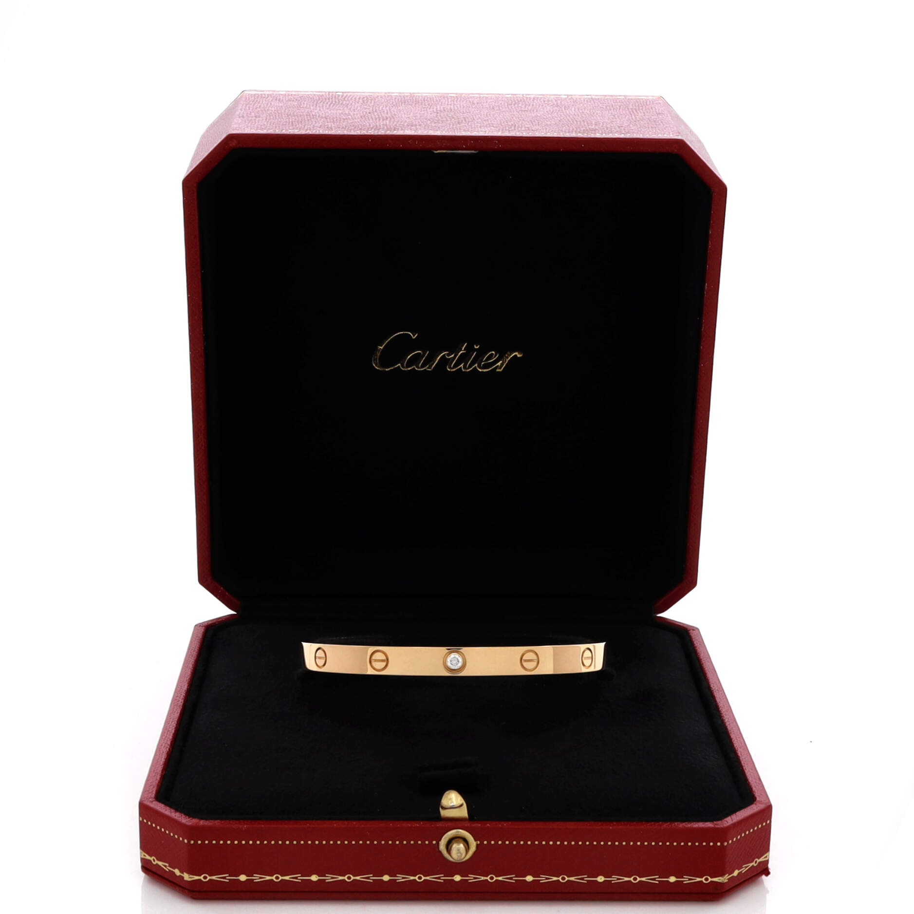 Love 1 Diamond Cuff Bracelet 18K Yellow Gold with Diamond