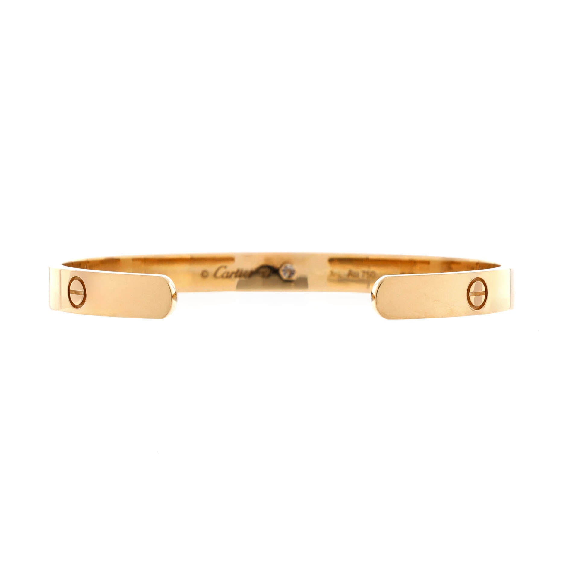 Love 1 Diamond Cuff Bracelet 18K Yellow Gold with Diamond