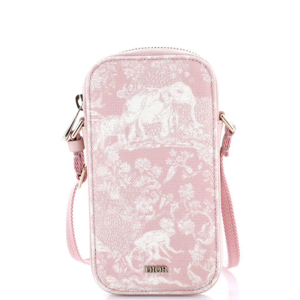Zip Phone Holder Crossbody Bag Printed Canvas and Leather