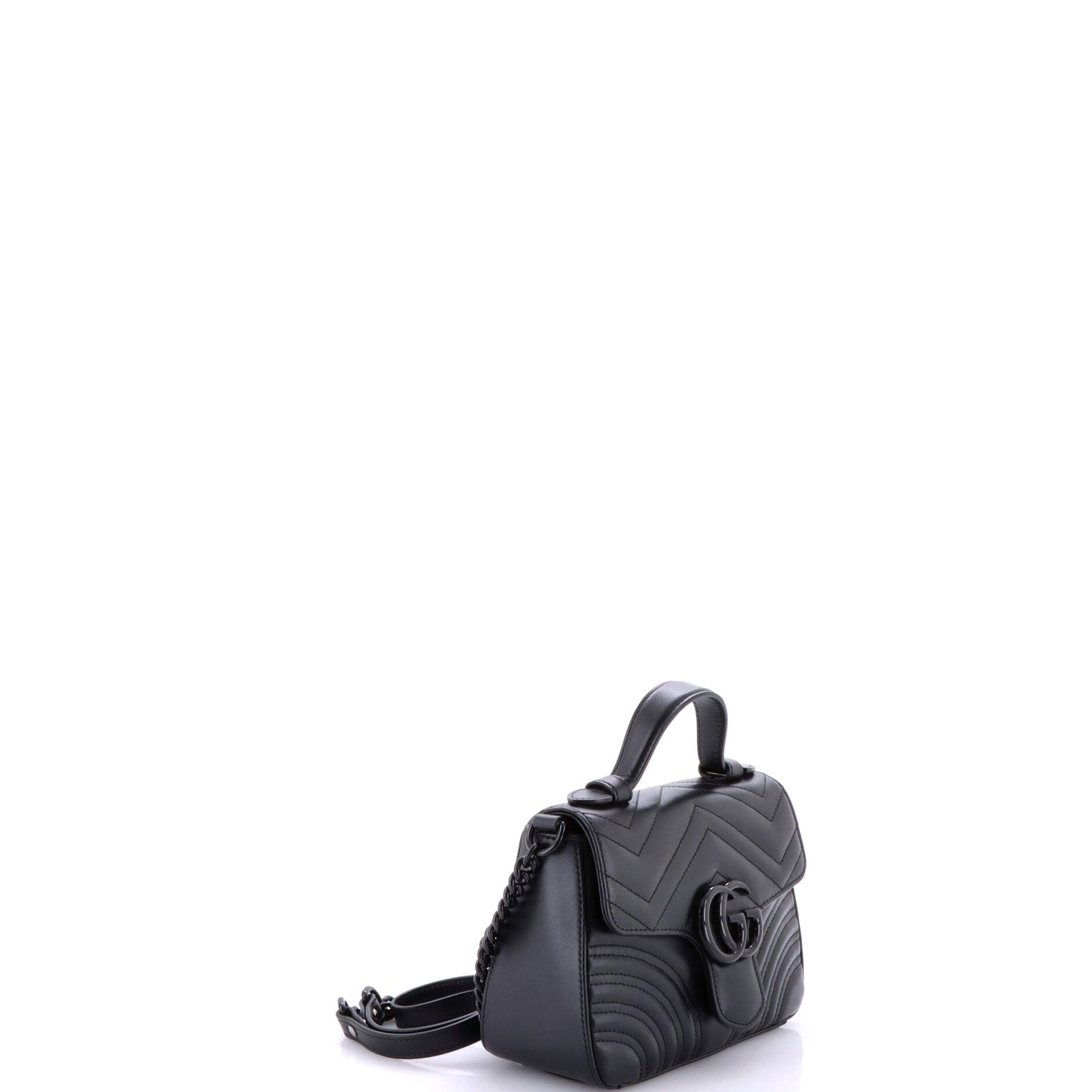 GG Marmont Monochrome Top Handle Flap Bag Matelasse Leather Mini