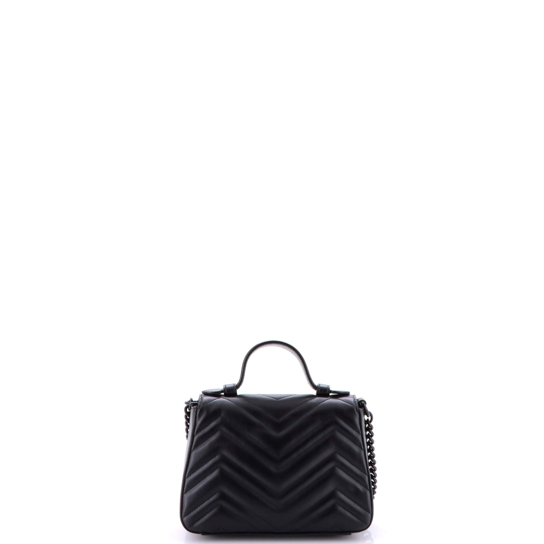 GG Marmont Monochrome Top Handle Flap Bag Matelasse Leather Mini