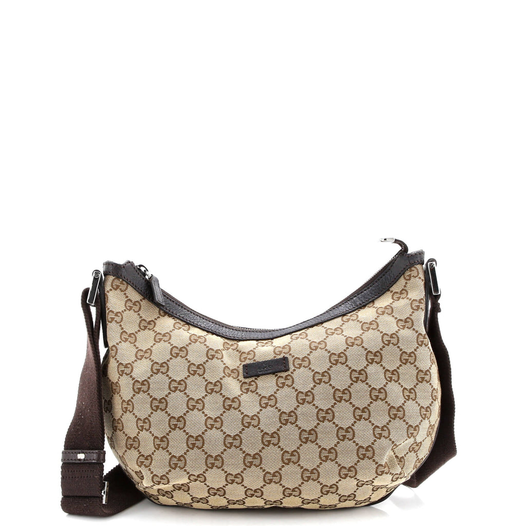 Saddle Zip Messenger Bag GG Canvas with Leather Medium