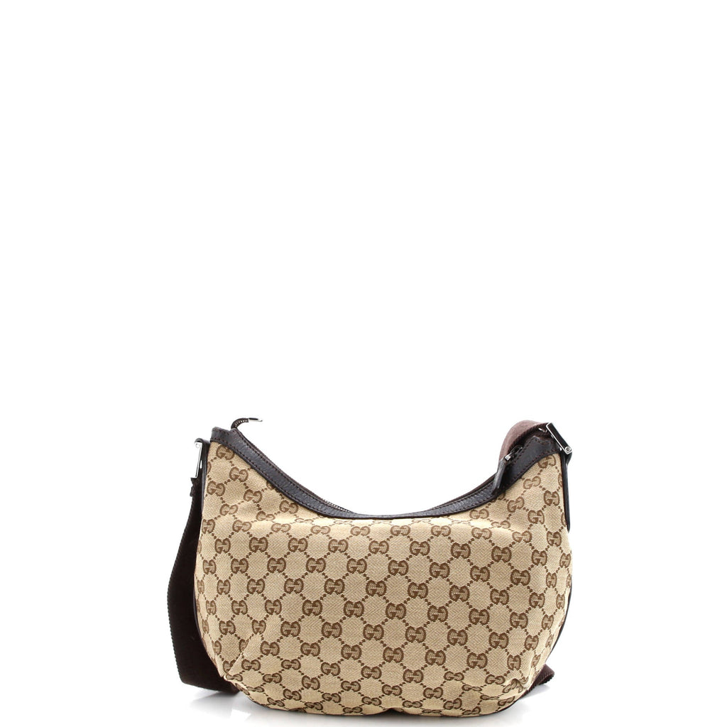 Saddle Zip Messenger Bag GG Canvas with Leather Medium