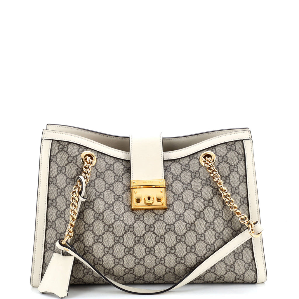 Padlock Chain Tote GG Coated Canvas with Leather Medium