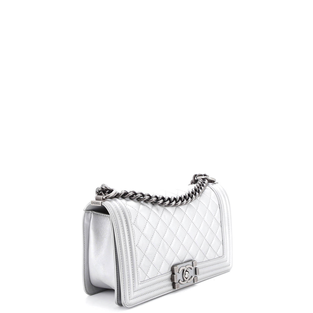 Boy Flap Bag Quilted Metallic Calfskin Old Medium