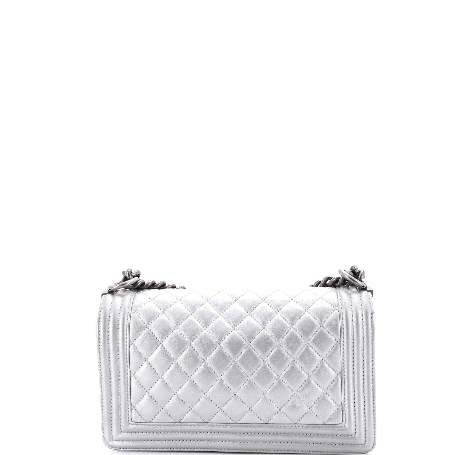 Boy Flap Bag Quilted Metallic Calfskin Old Medium