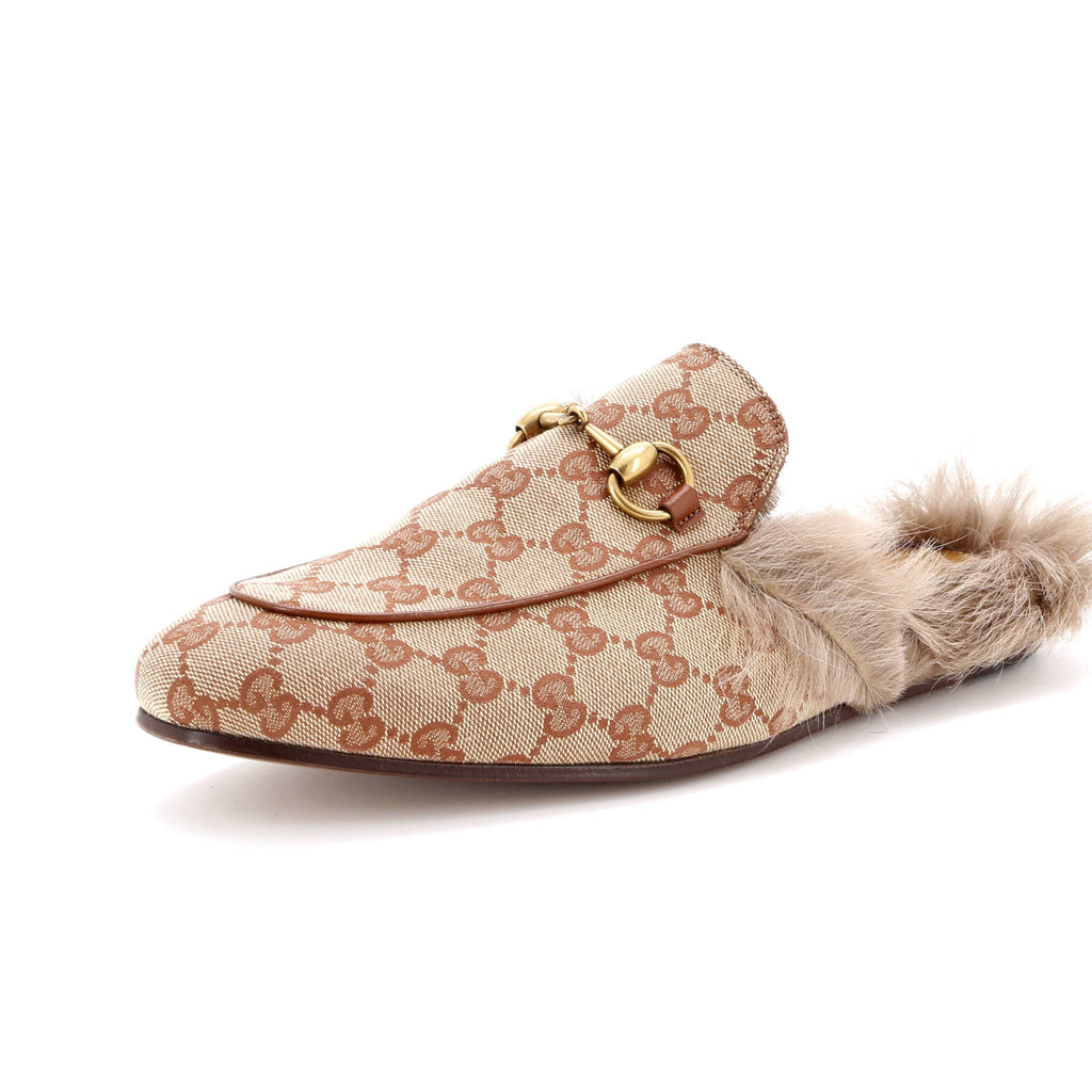Men's Princetown Mules GG Canvas with Fur