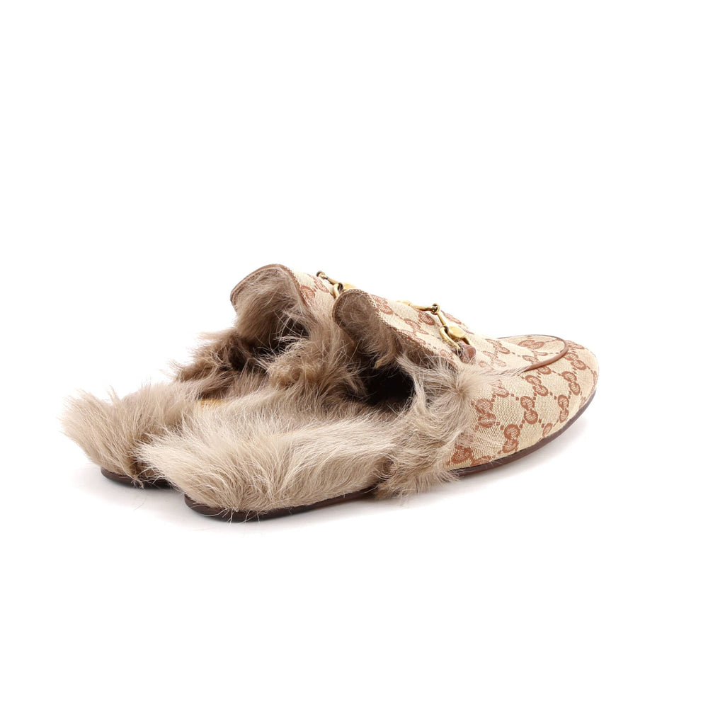 Men's Princetown Mules GG Canvas with Fur
