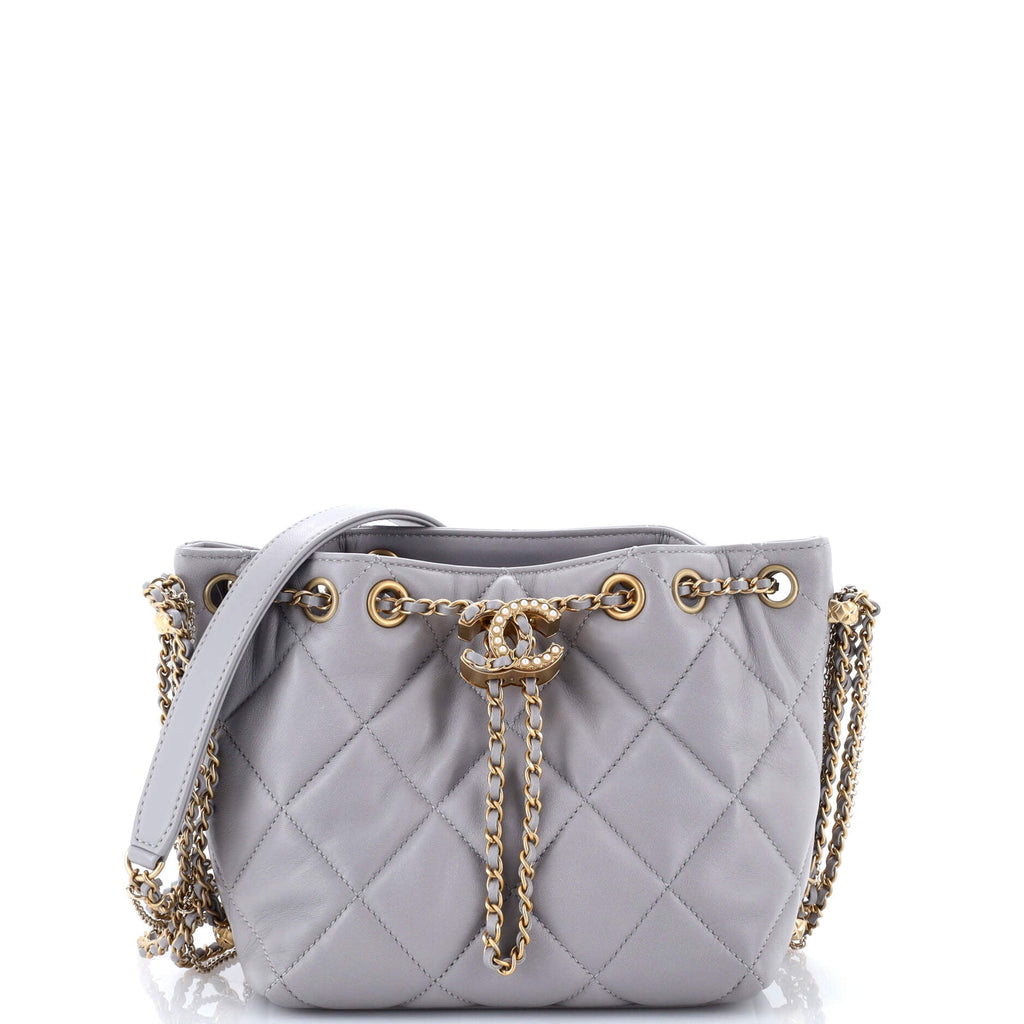 Crush on Chains Drawstring Bucket Bag Quilted Lambskin