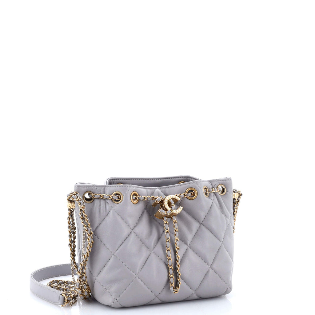 Crush on Chains Drawstring Bucket Bag Quilted Lambskin