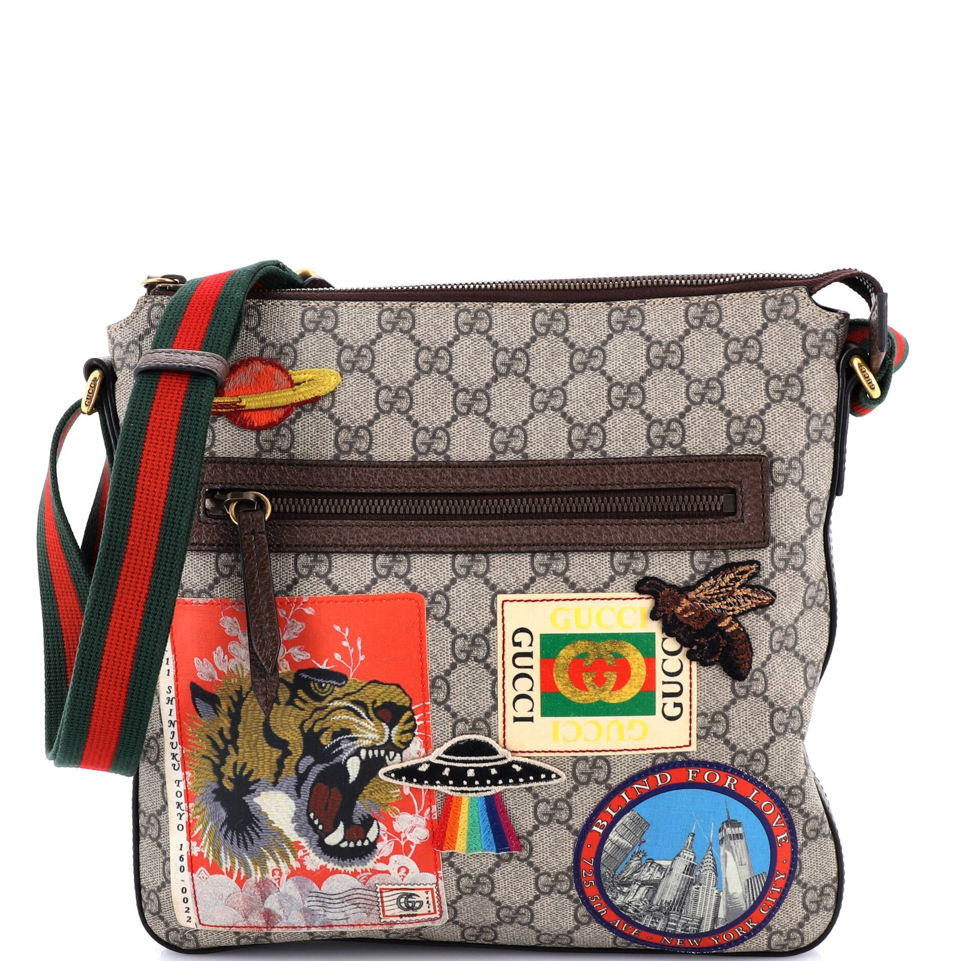 Courrier Zip Messenger GG Coated Canvas with Applique Medium