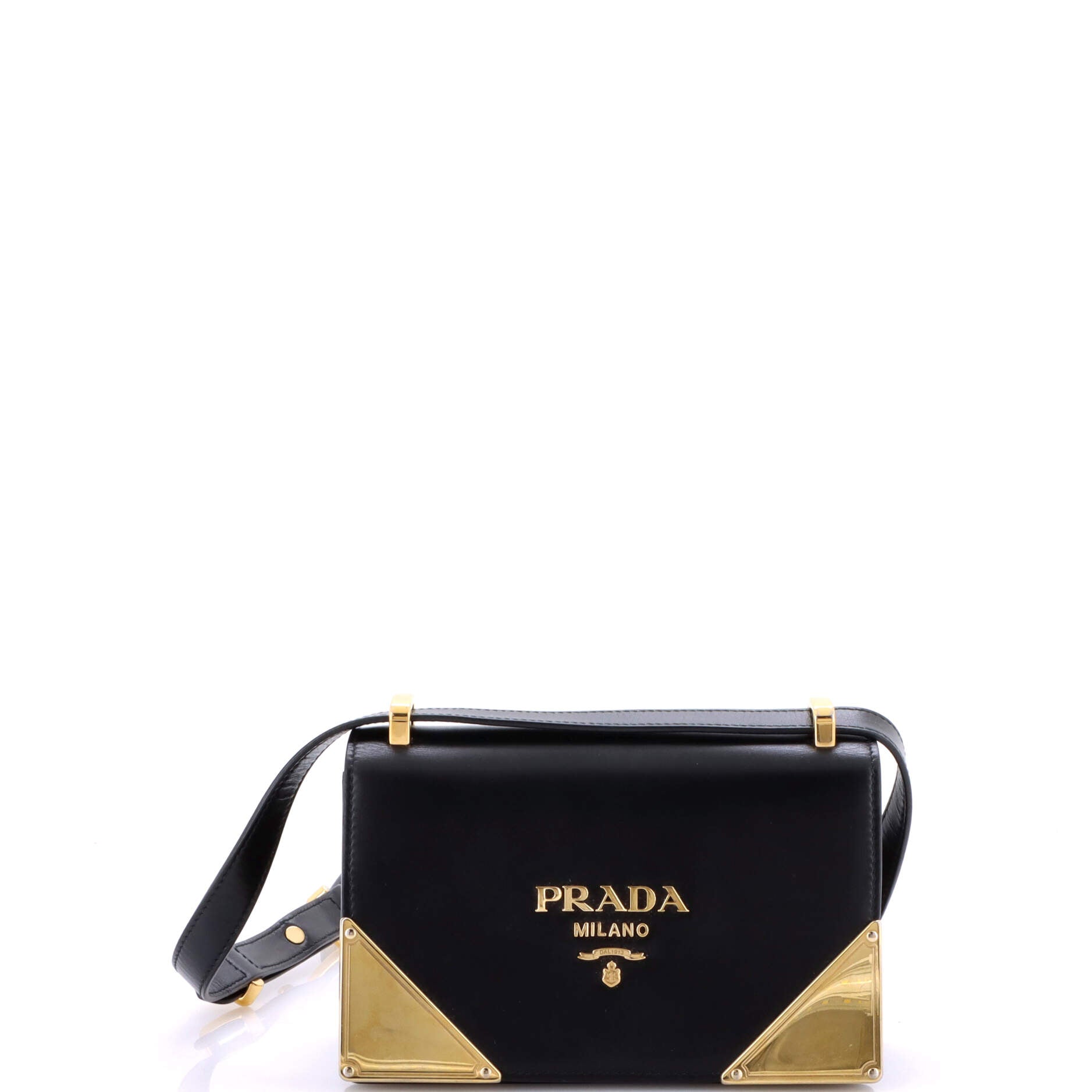 Triangle Metal Plate Shoulder Bag City Calf Small