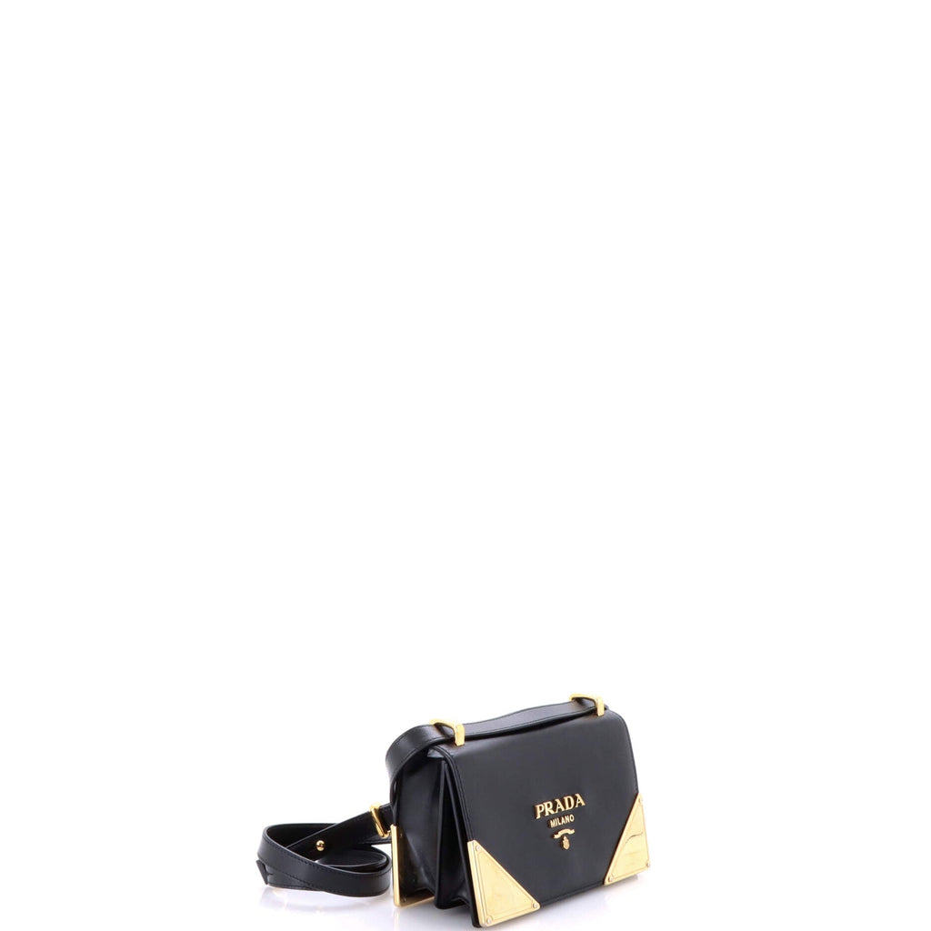 Triangle Metal Plate Shoulder Bag City Calf Small