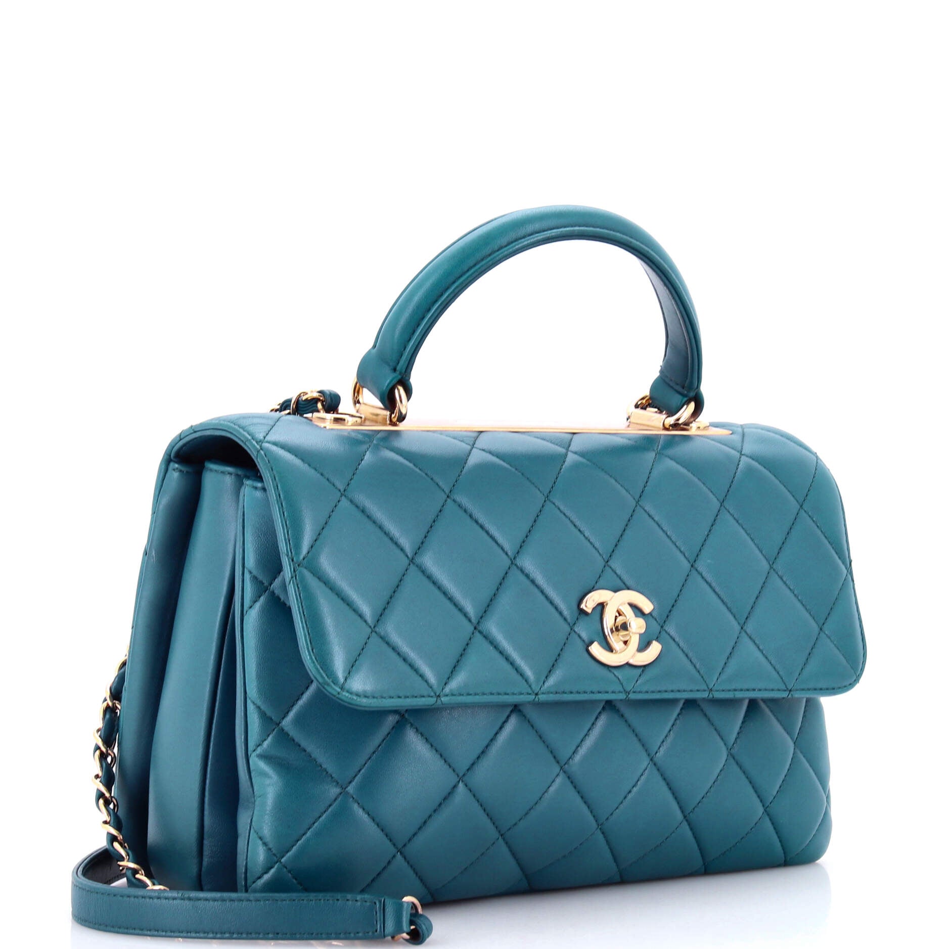 Trendy CC Top Handle Bag Quilted Lambskin Medium