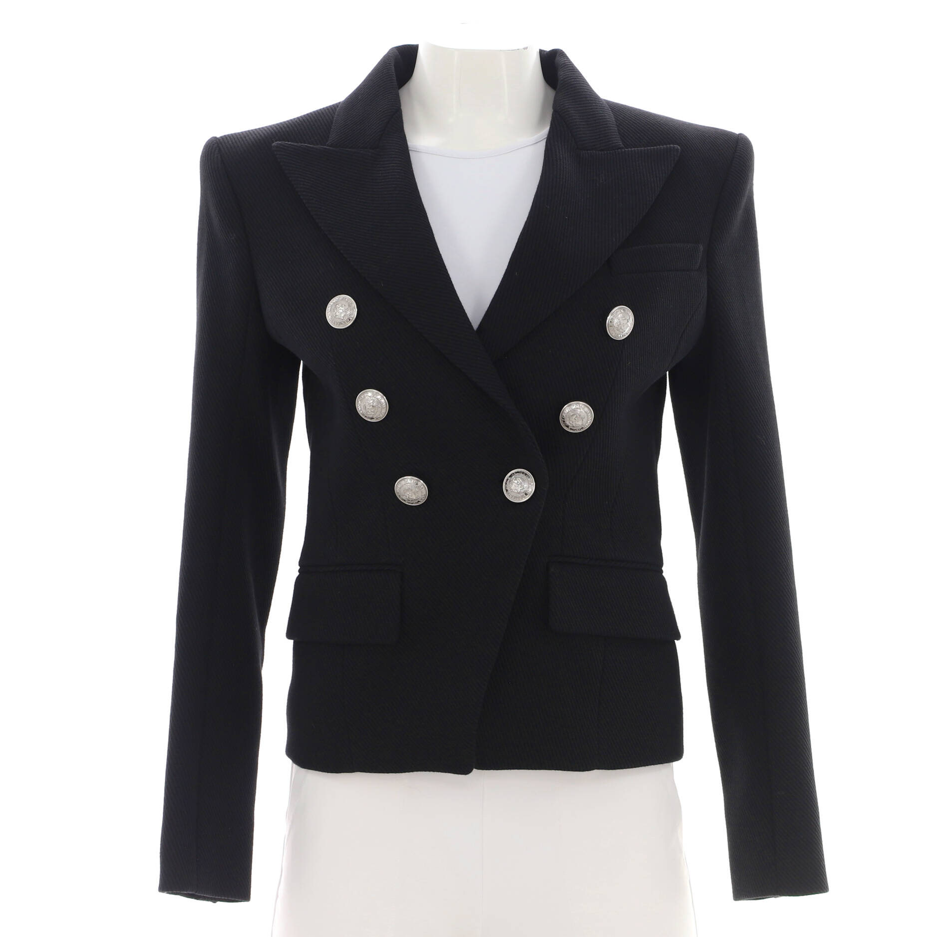 Women's Double Breasted Blazer Cotton and Wool Blend