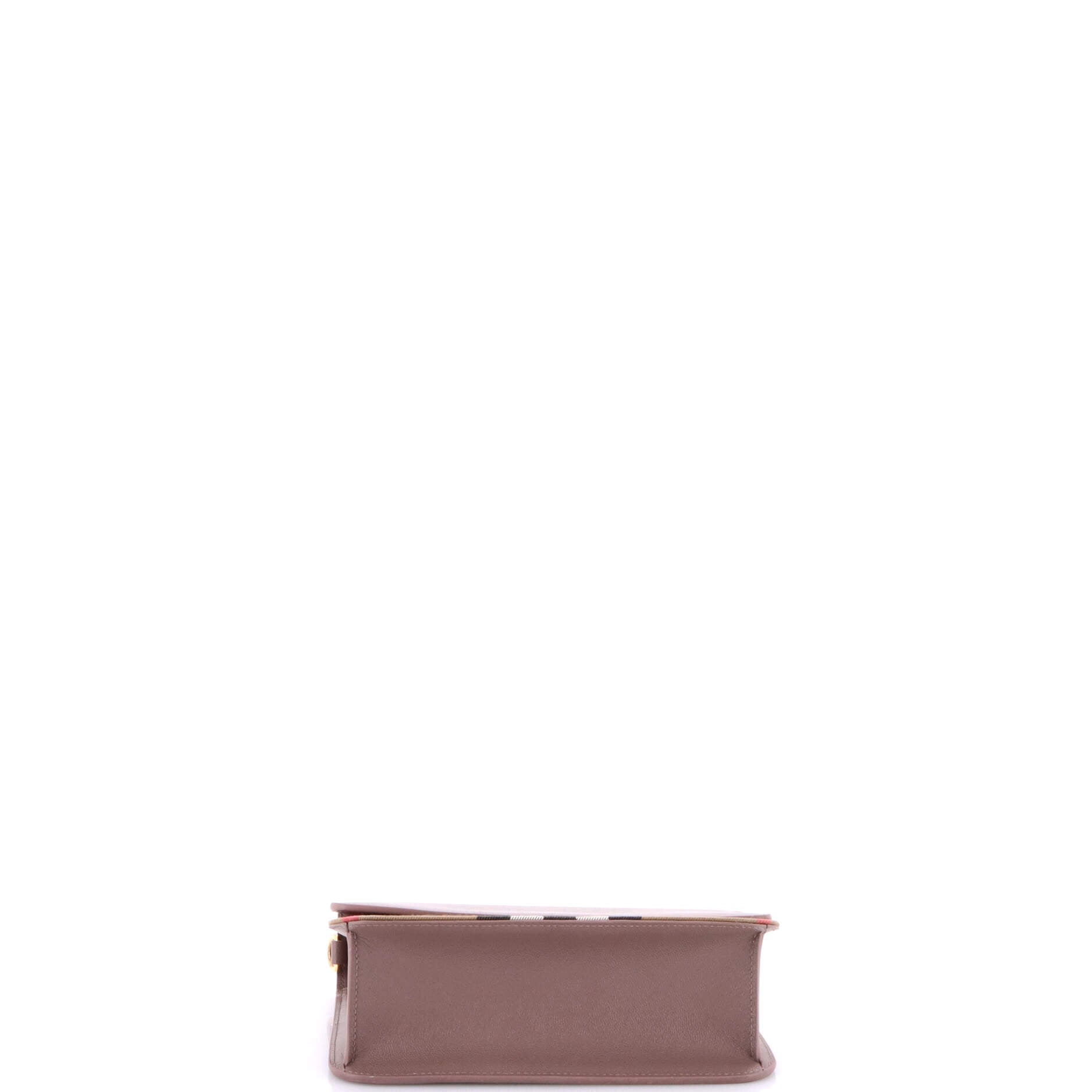 Mackford Shoulder Bag Leather and House Check Canvas Small