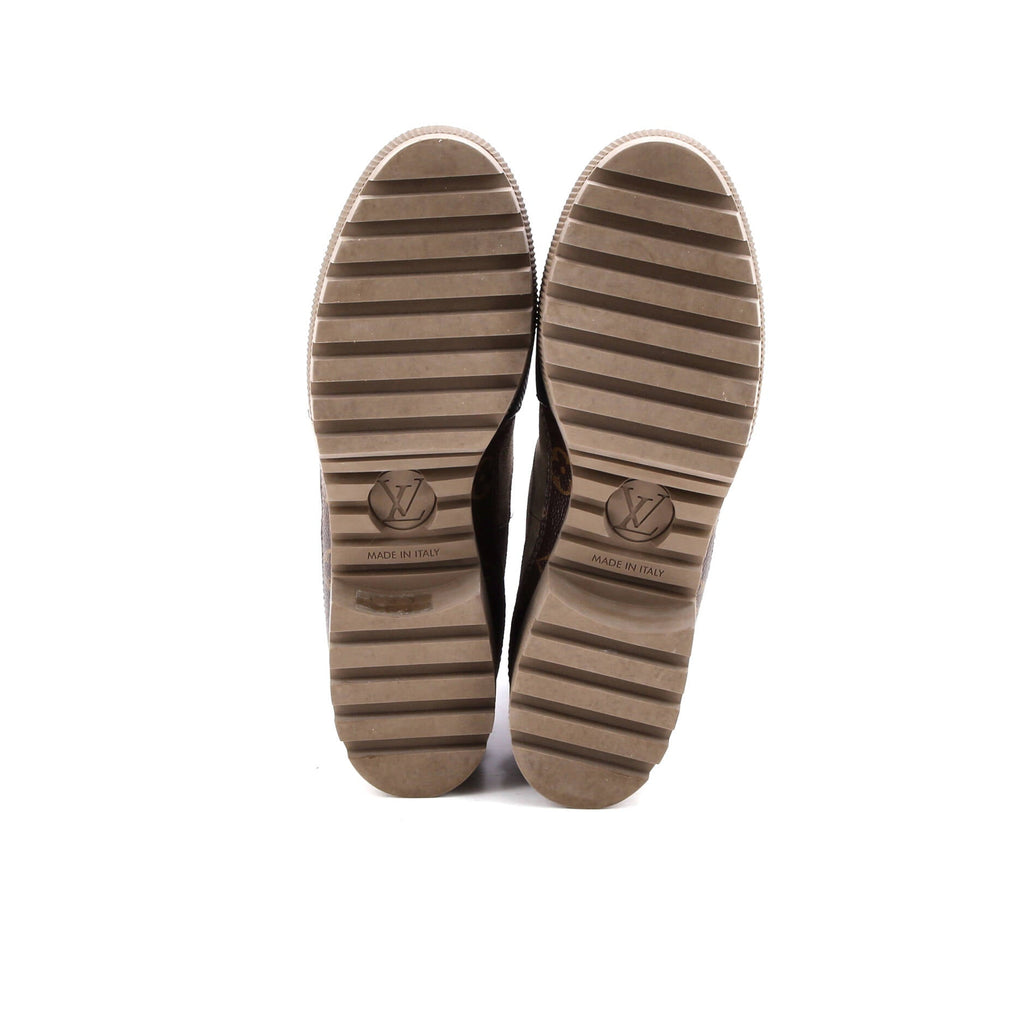 Women's Laureate Platform Desert Boots Suede with Monogram Canvas
