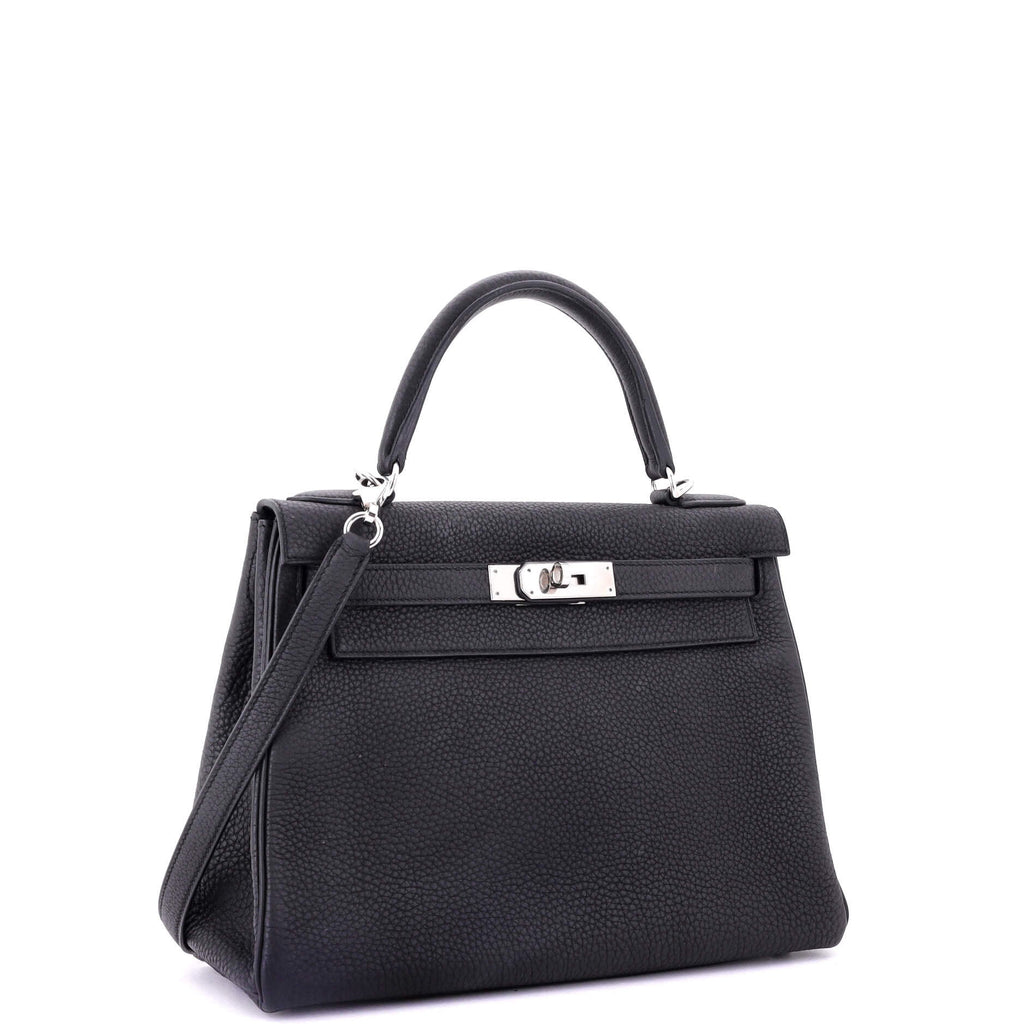 Kelly Handbag Noir Togo with Palladium Hardware 28
