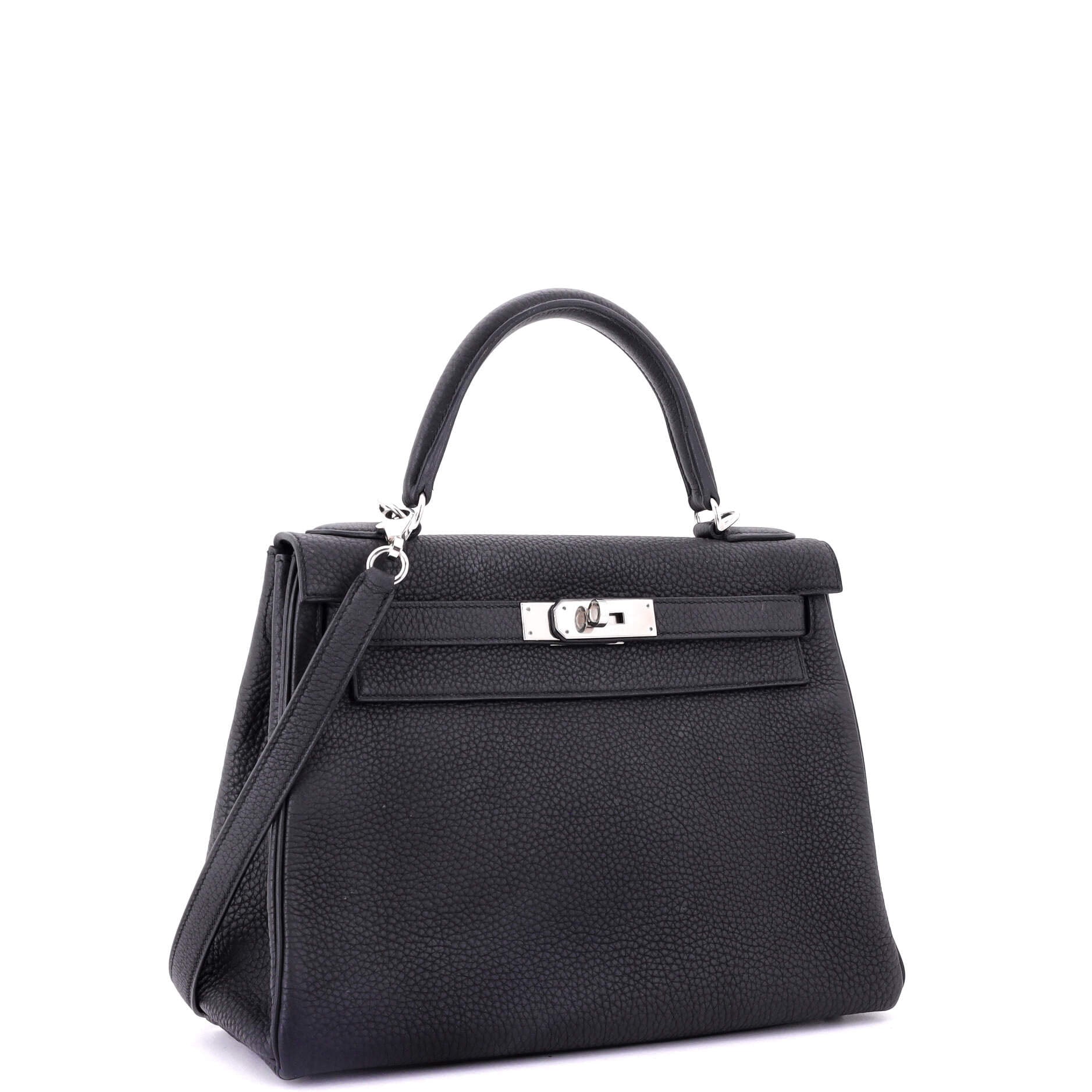 Kelly Handbag Noir Togo with Palladium Hardware 28