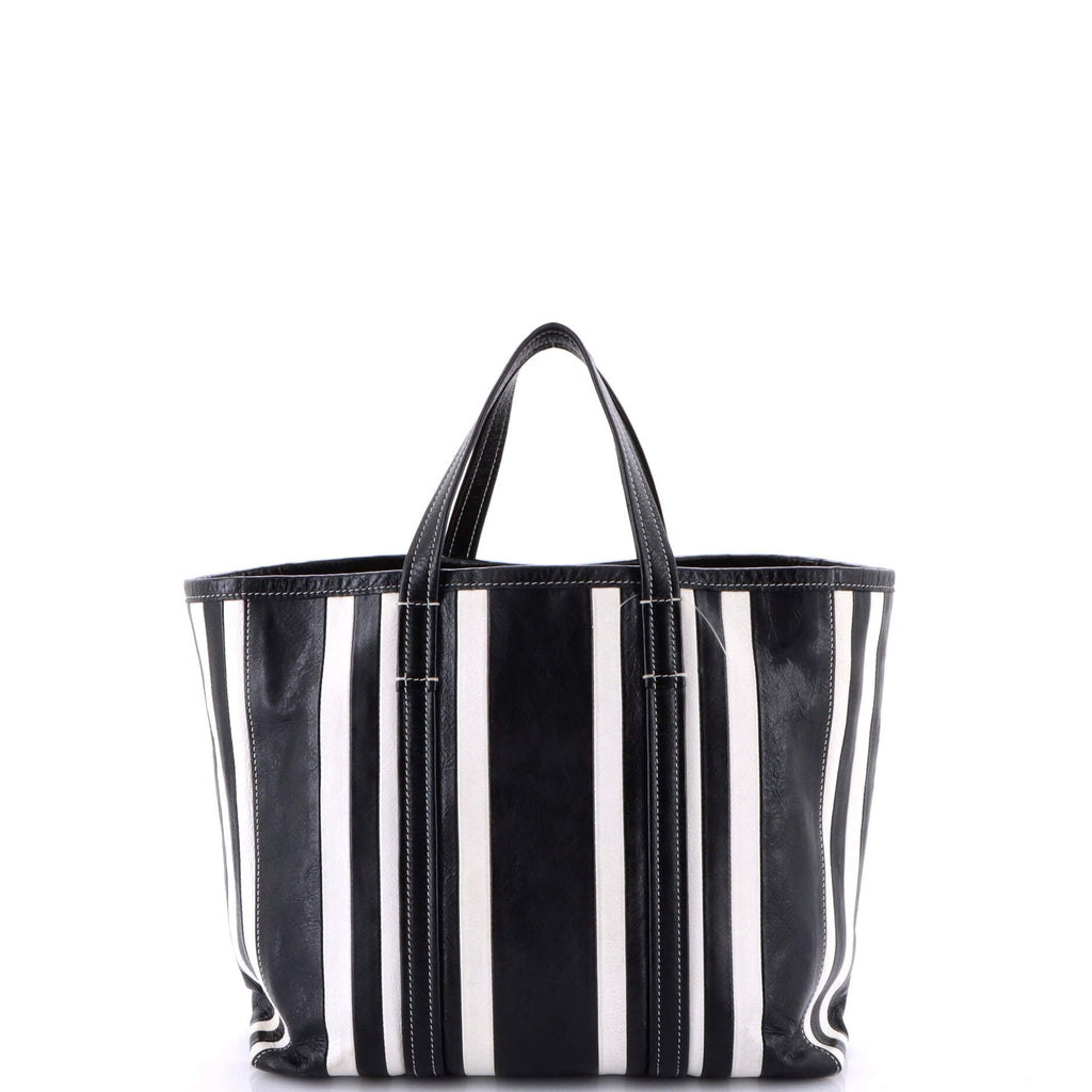 Barbes East West Shopper Tote Striped Leather Medium
