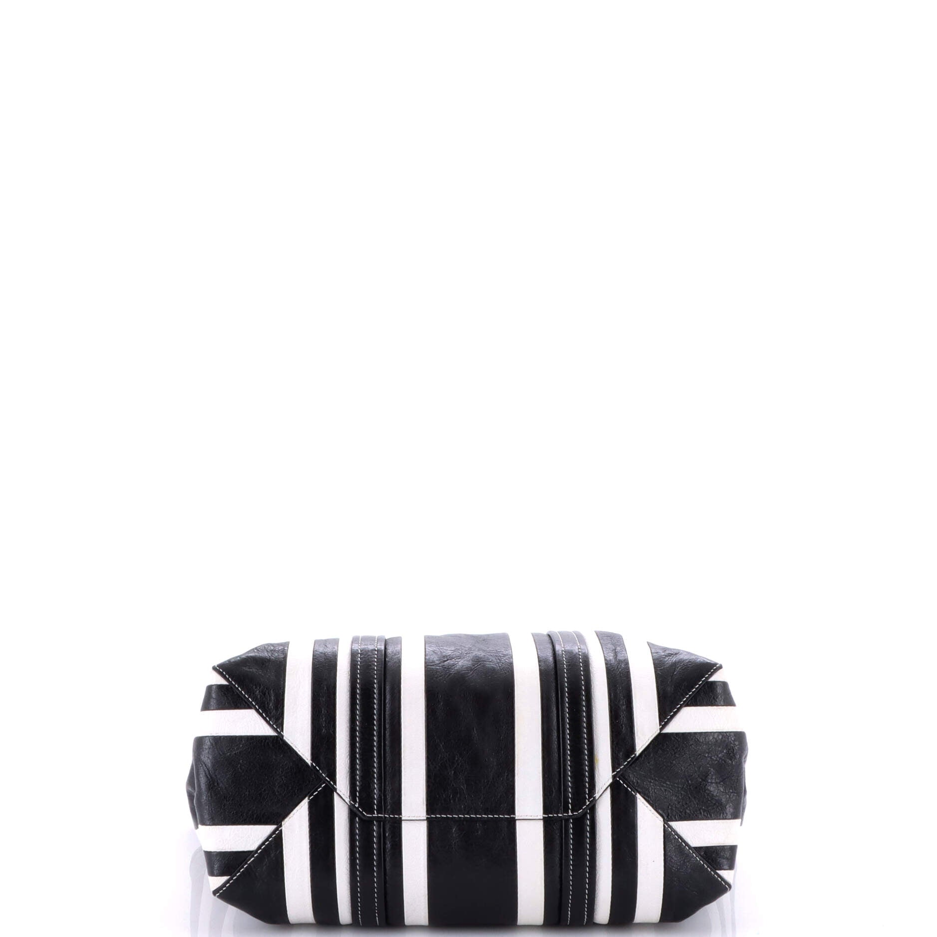 Barbes East West Shopper Tote Striped Leather Medium