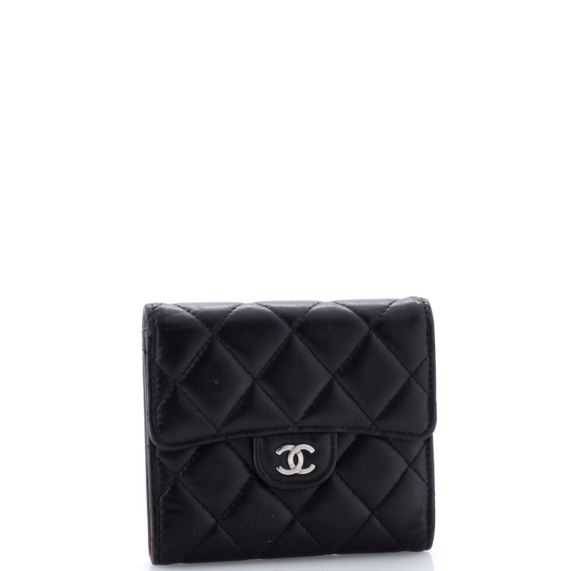 Trifold Flap Wallet Quilted Lambskin Small