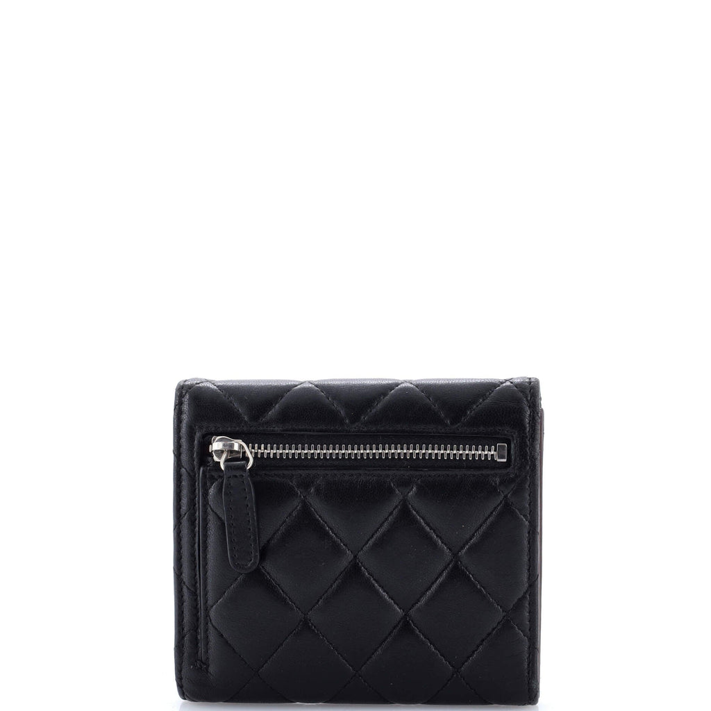 Trifold Flap Wallet Quilted Lambskin Small