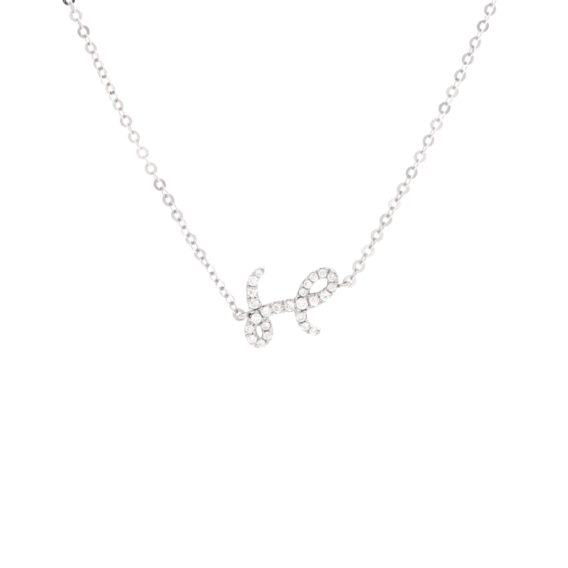 Initial Pendant Necklace 18K White Gold and Diamonds