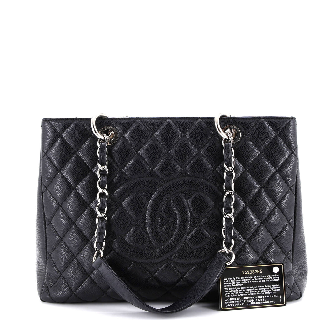 Grand Shopping Tote Quilted Caviar