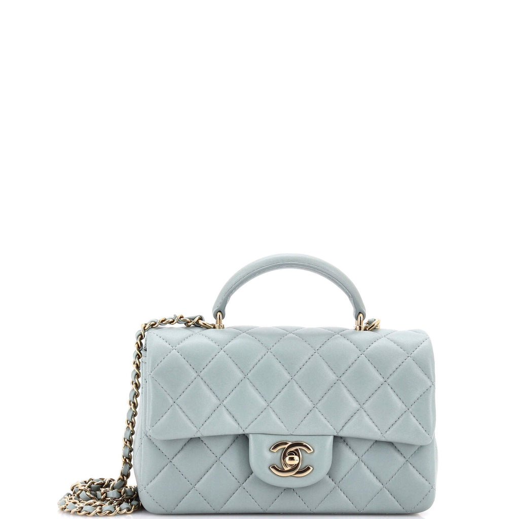 Classic Single Flap Top Handle Bag Quilted Lambskin Mini