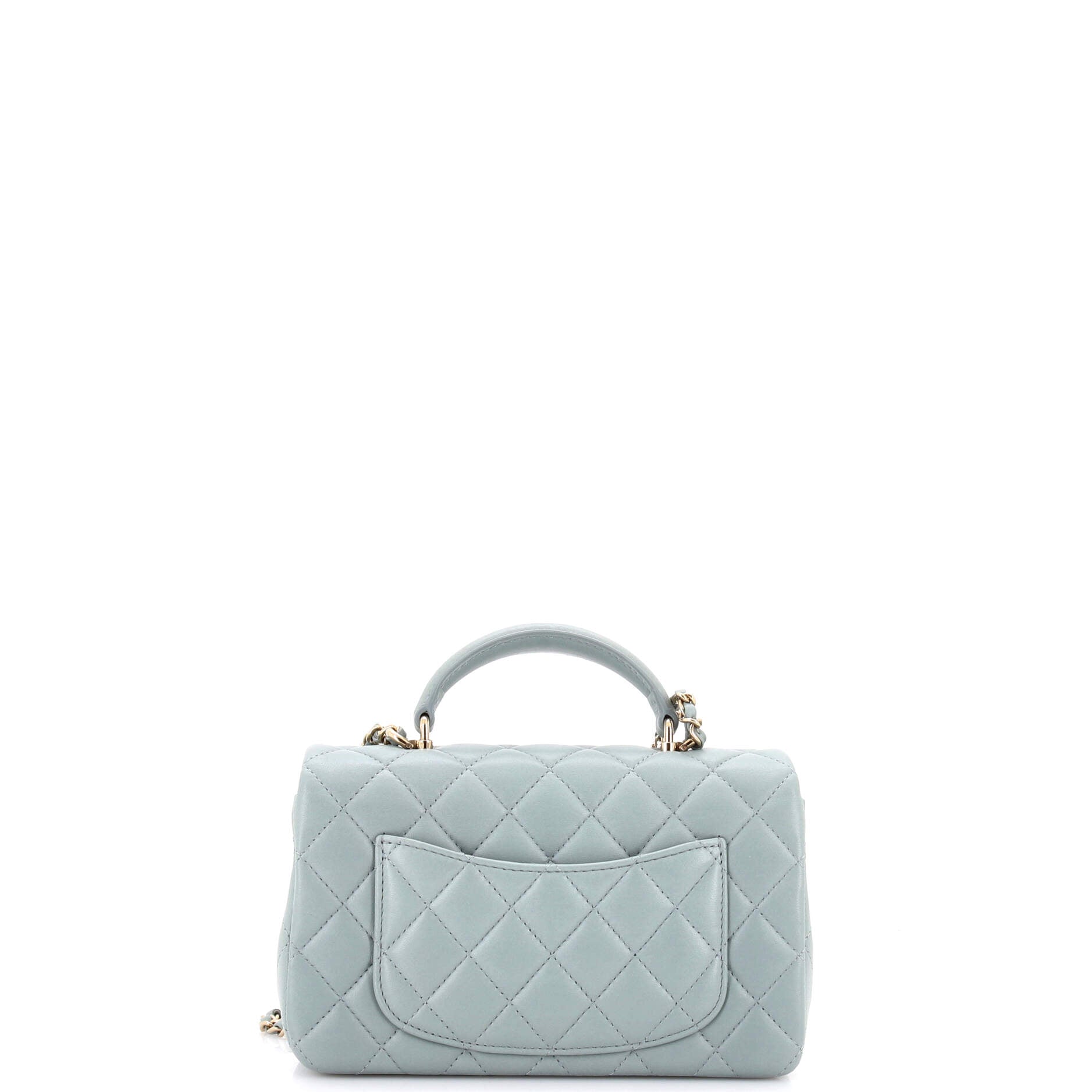 Classic Single Flap Top Handle Bag Quilted Lambskin Mini