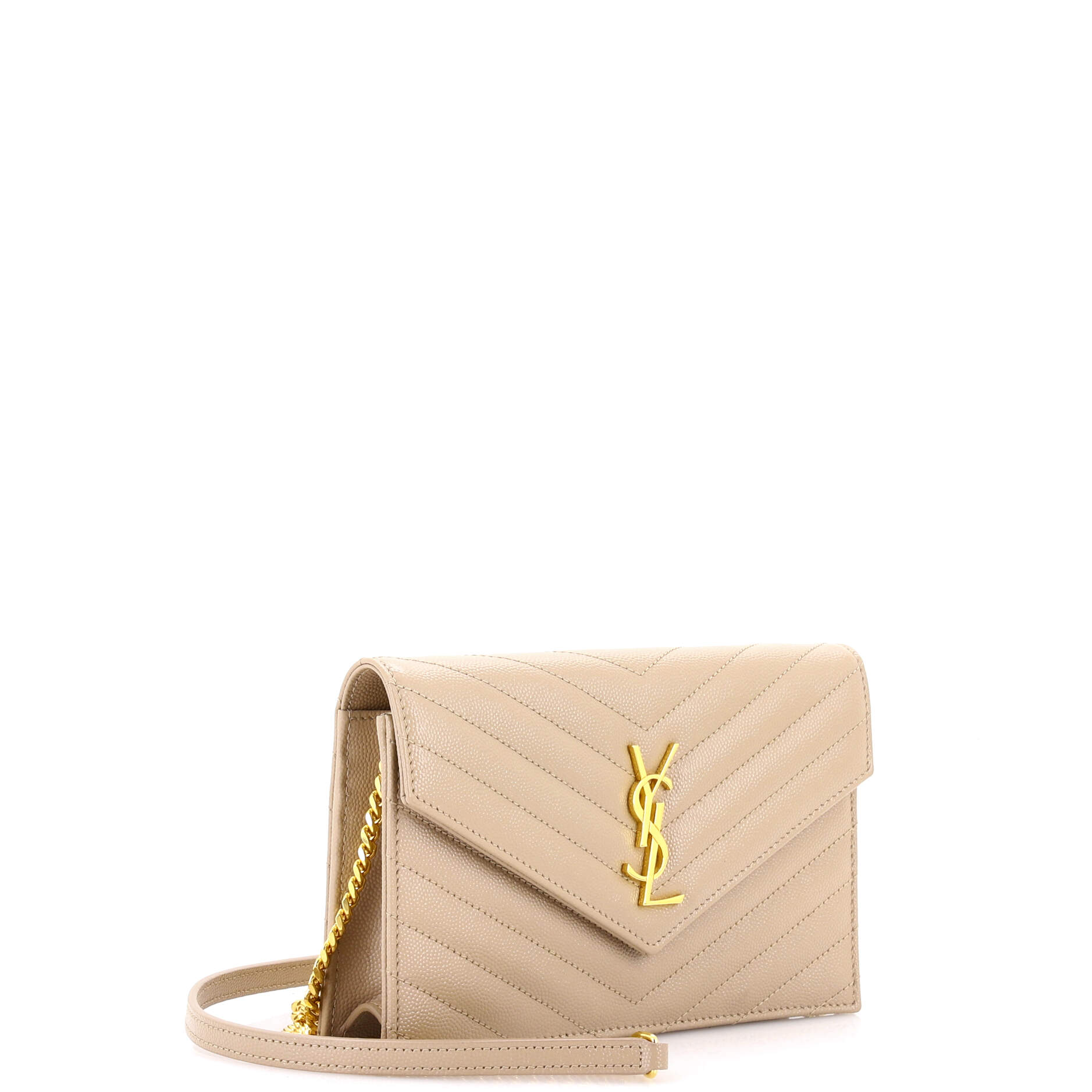 Classic Monogram Wallet on Chain Matelasse Chevron Leather Small
